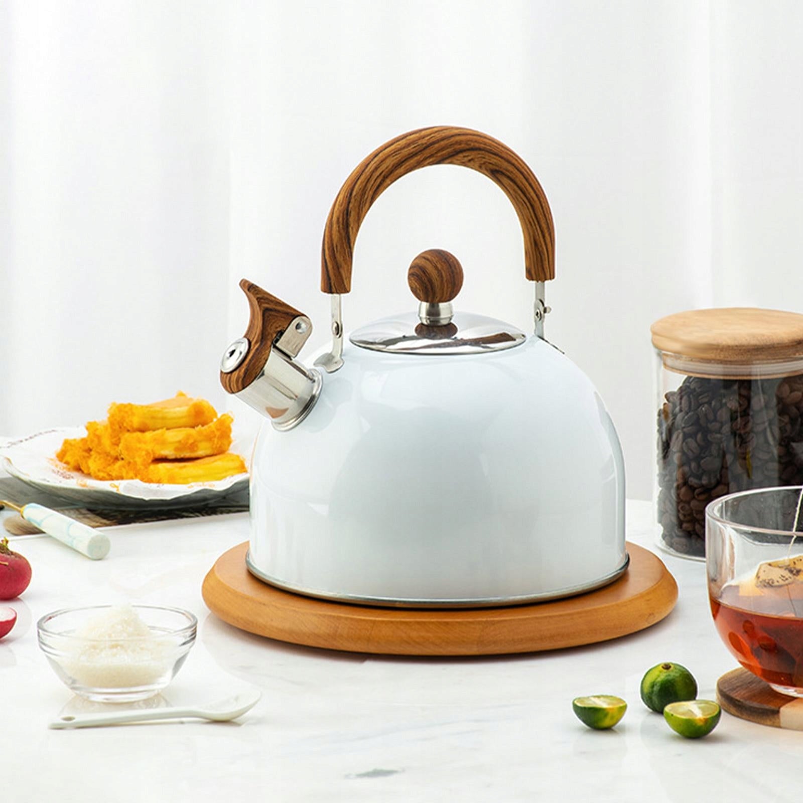 2.5L White Stainless Steel Tea Pot Whistle Sound Water Kettle Easy to Carry Brand no brand