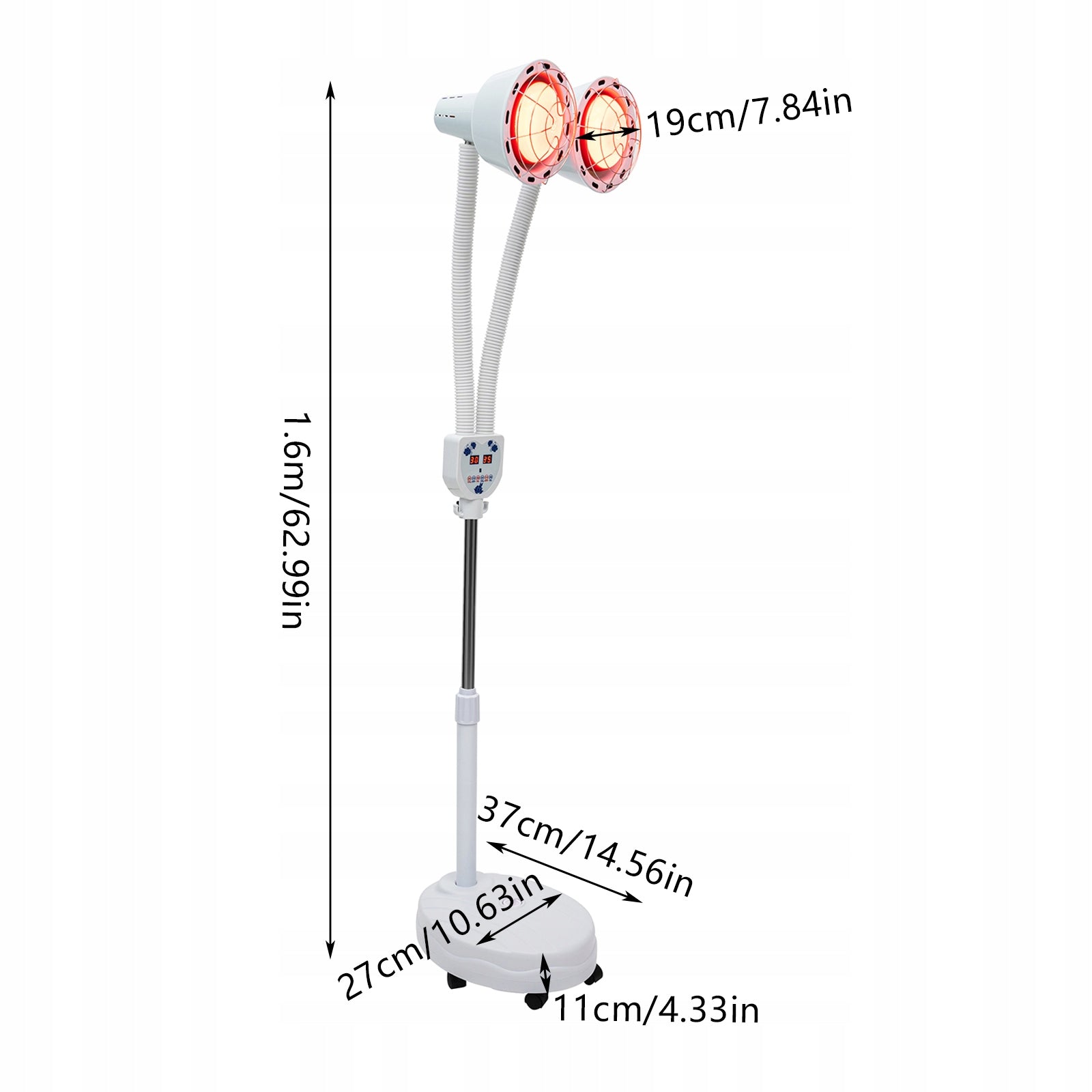 2-HEAD INFRARED IR LAMP, TEMPERATURE CONTROL 0-115°C, WHEELS 360° Manufacturer code 9301679