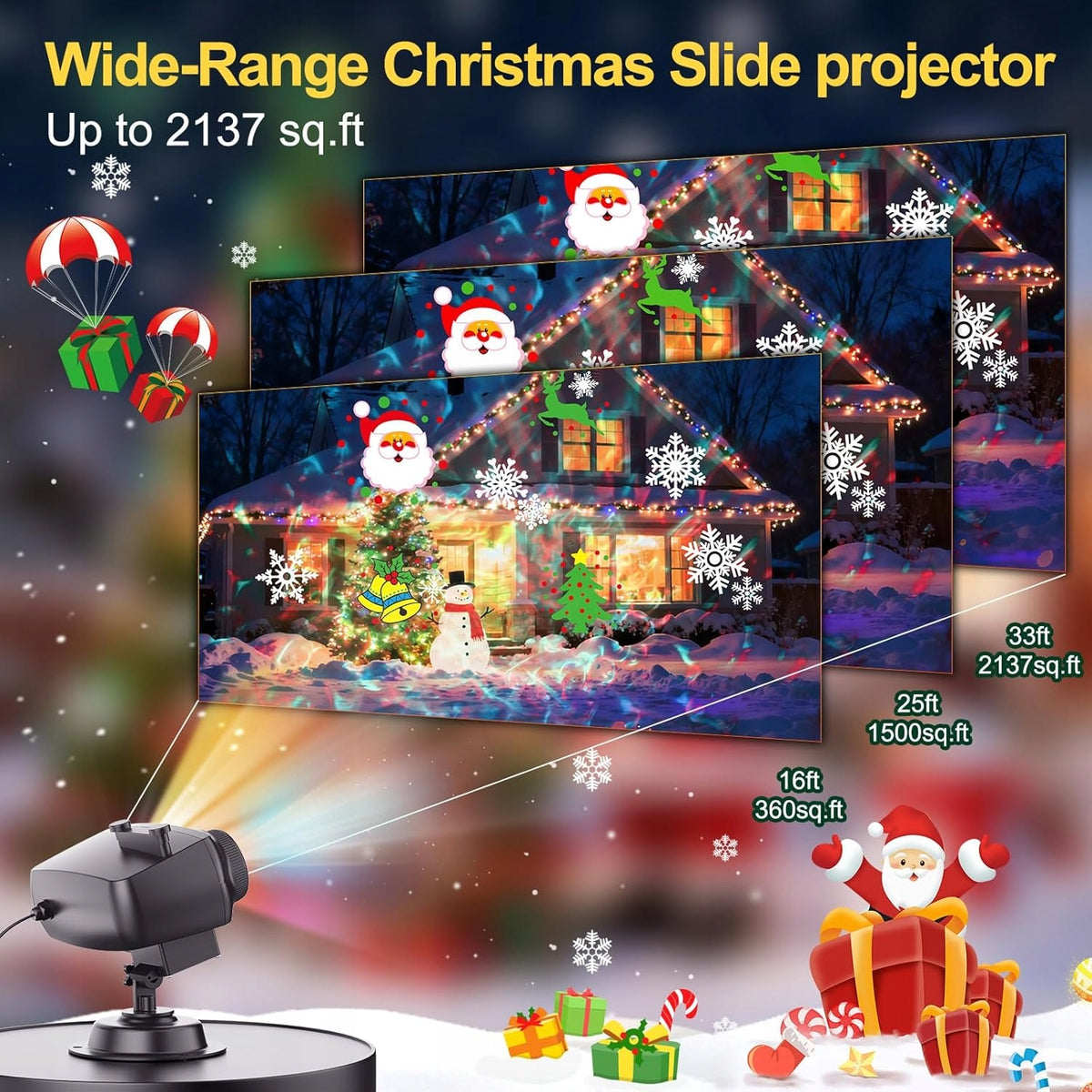 2 IN 1 HALLOWEEN OUTDOOR PROJECTOR CHRISTMAS WITH FOILS 10 COLORS Packaging status original