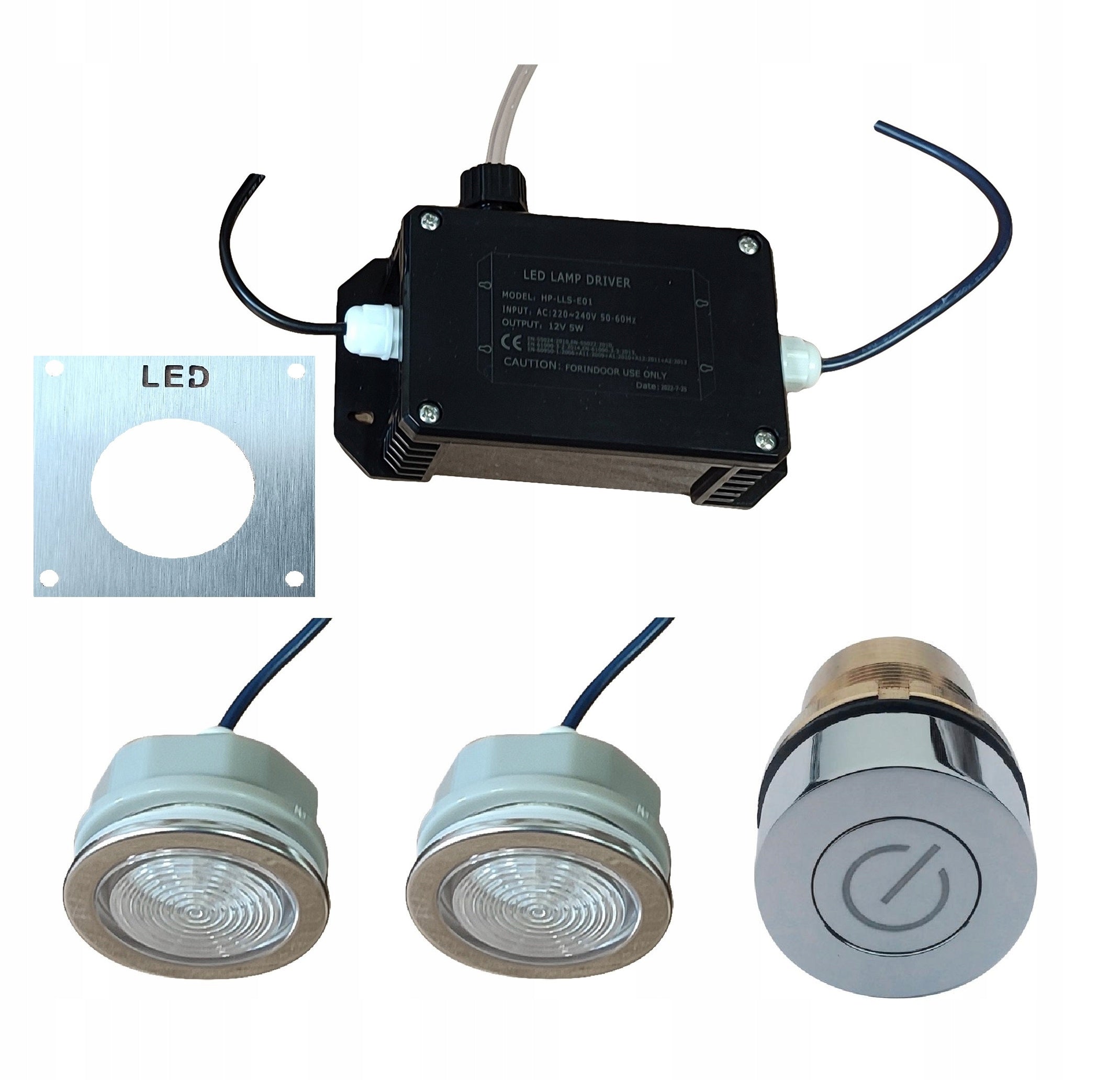 2 LED lights + Driver +Brass pneumatic trim for tub spa tub