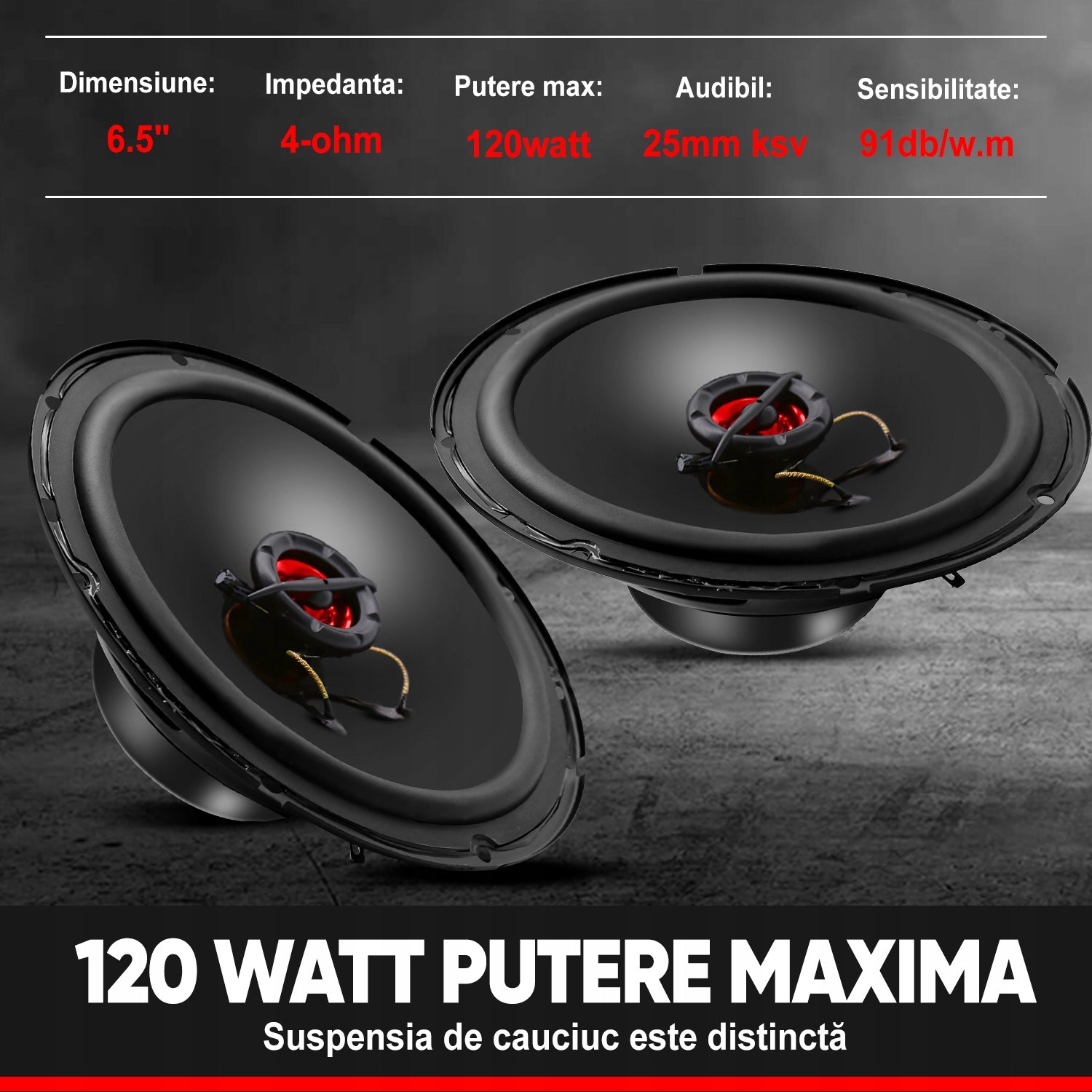 2 MOCNE GŁOŚNIKI SAMOCHODOWE 6.5" 120W 65mm 12V Ogólny Packaging status original