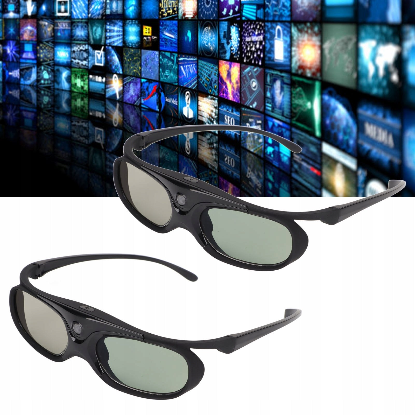 2 PCS 3D DLP USB GLASSES RECHARGEABLE ACTIVE GLASSES 144HZ Packaging status original