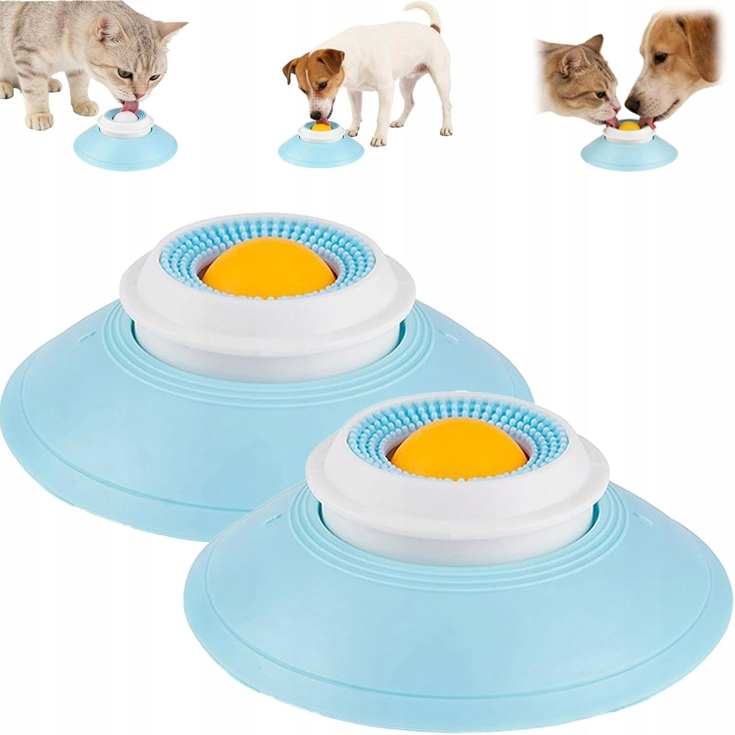 2 PCS CAT DOG FOOD SLOWING BOWL 360° ROTATION LICKING BALL