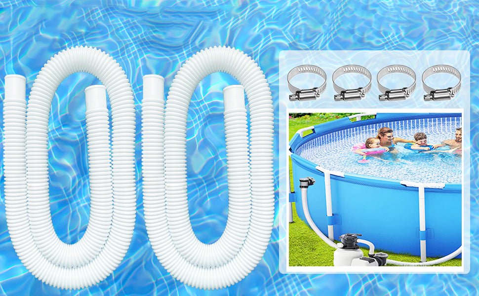 2 PCS PIPE FITRA PUMP HOSE FOR SWIMMING POOL VACUUM CLEANER 32MM 1.5M WITH 4 CLIPS Manufacturer no brand