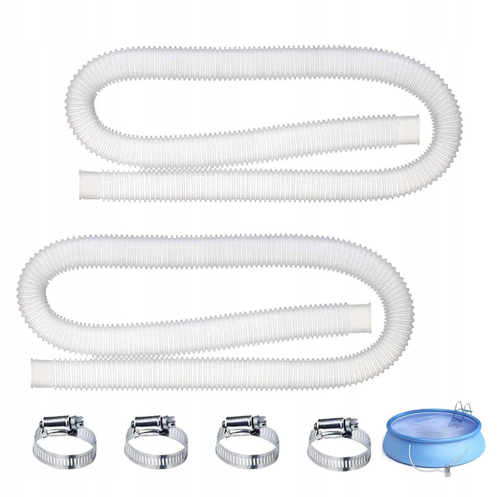 2 PCS PIPE FITRA PUMP HOSE FOR SWIMMING POOL VACUUM CLEANER 32MM 1.5M WITH 4 CLIPS