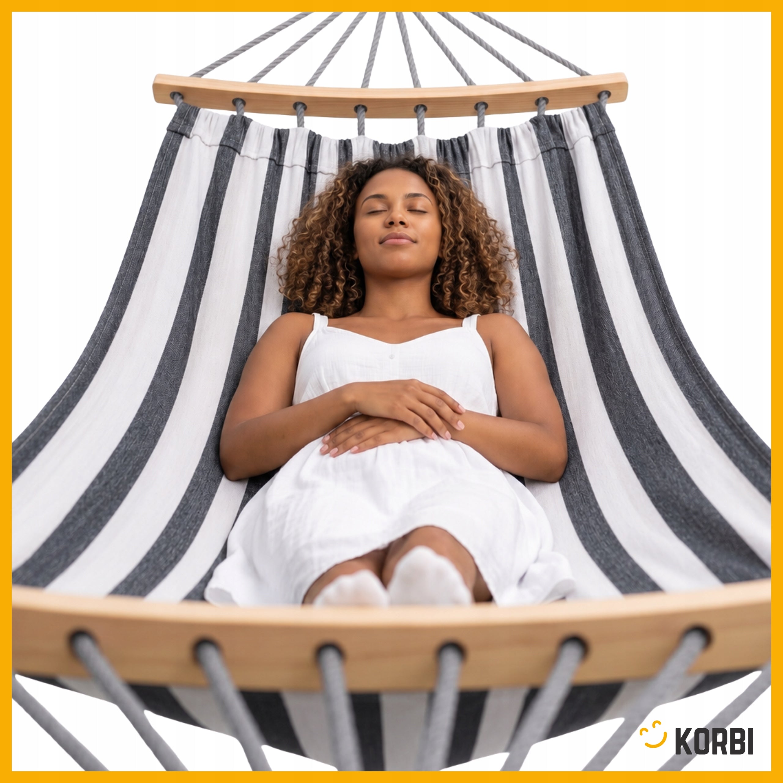 2-PERSON HAMMOCK GARDEN LOUNGER STRONG WITH FRAME SWING 270x150 WZ3 KORBI Manufacturer code Korbi HAMAK TURYSTYCZNY Z DRĄŻKIEM WZ3