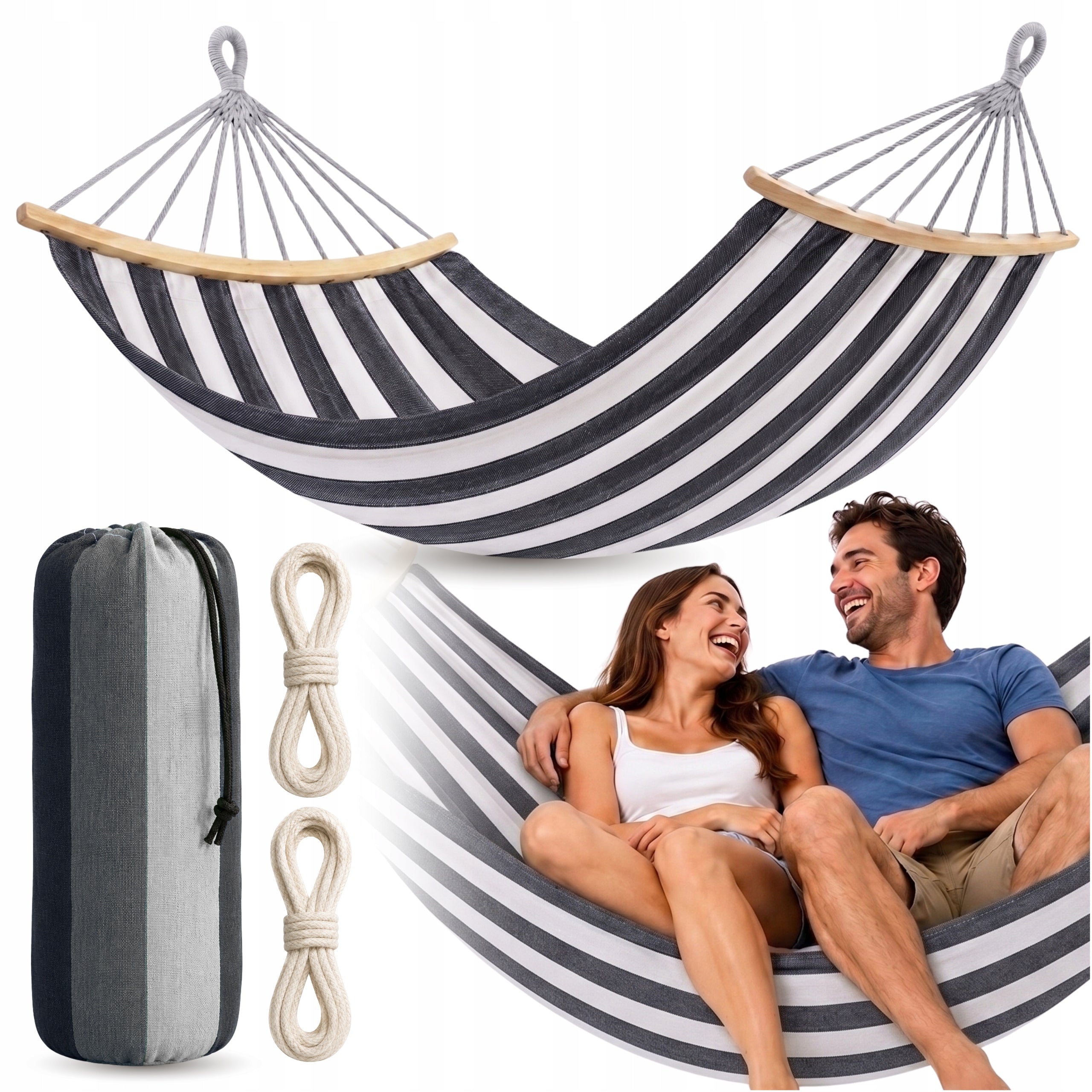 2-PERSON HAMMOCK GARDEN LOUNGER STRONG WITH FRAME SWING 270x150 WZ3 KORBI