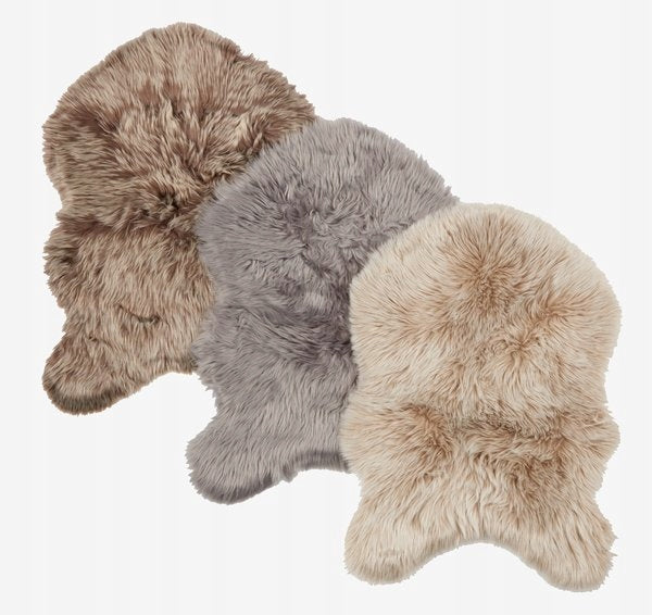 2 Pcs Artificial Sheepskin 60x90 Beige Soft and Fluffy Brand JYSK