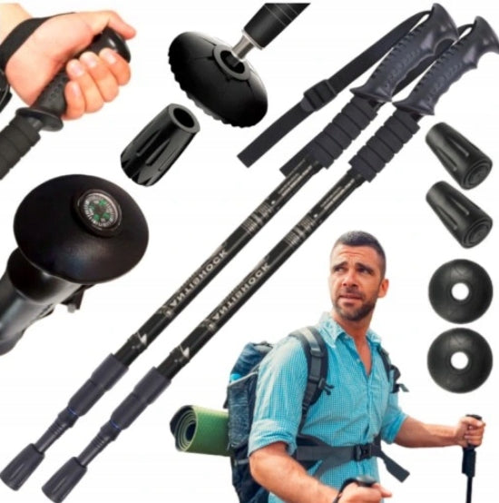 2 Pcs NORDIC WALKING Sticks 125 POLES 115 105 WALKING LIGHTWEIGHT ADJUSTABLE Manufacturer code TREKKING_STICKS klipsy osłony na grot