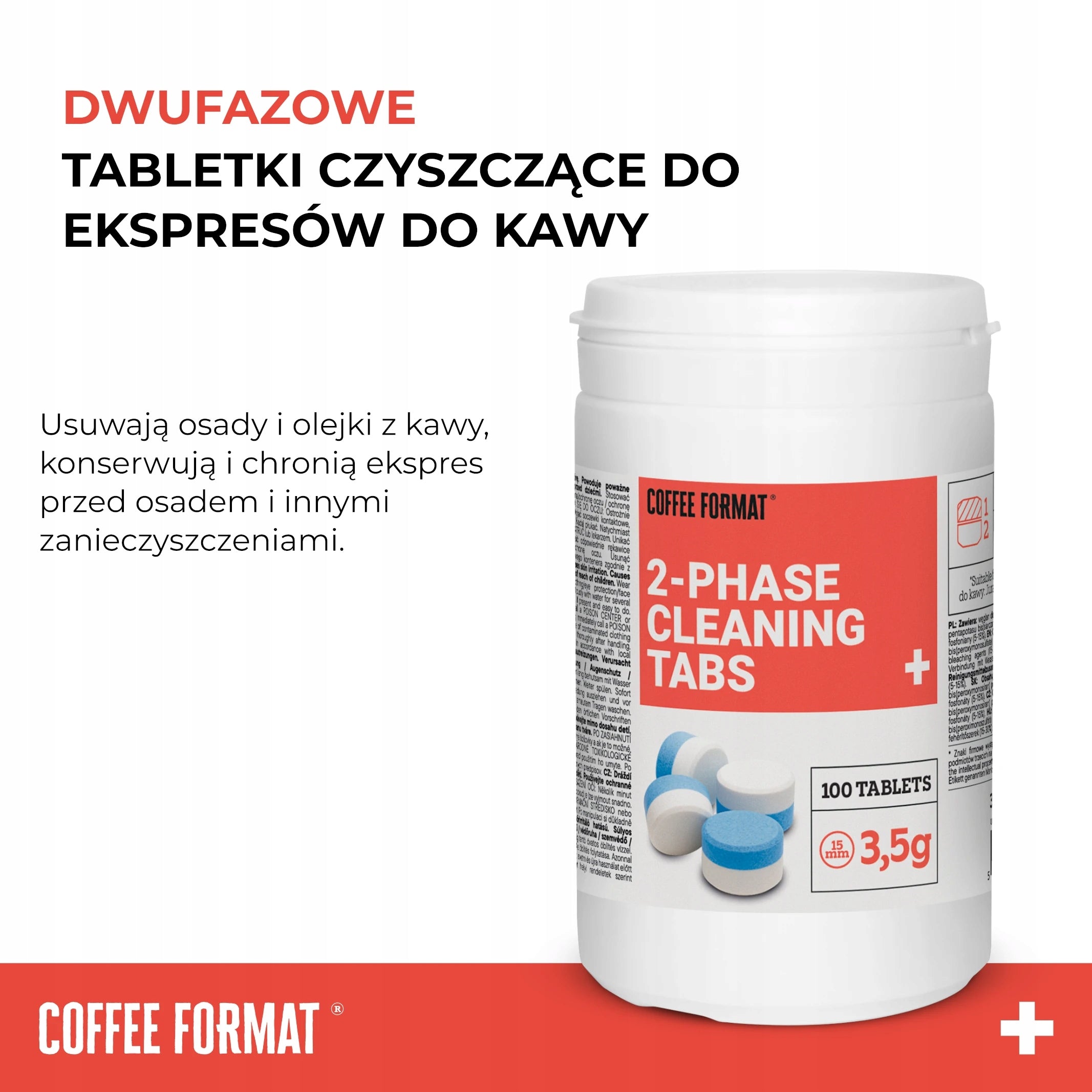 2-Phase Cleaning Tablets for Jura and Coffee Format 100 x 3,5g Manufacturer code 2-Phase Cleaning Tabs+ 100 x3 ,5g