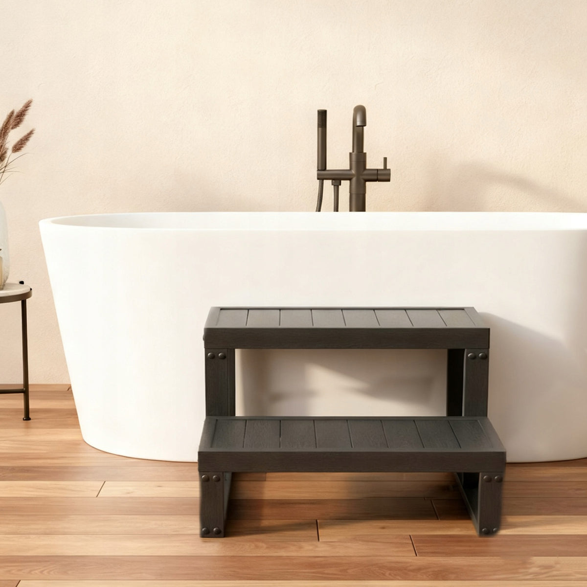 2-STEP HOT TUB STEPS FOR SPA, WPC ANTI-SLIP BATHTUB STAIRS BLACK 60*54*42CM Manufacturer no brand