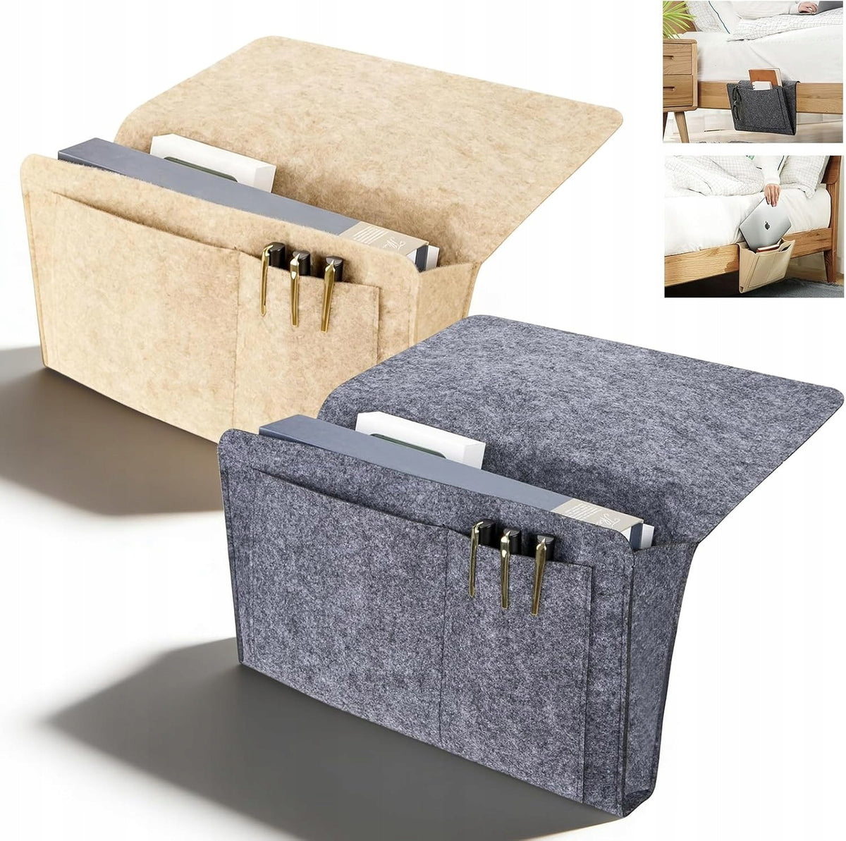2 bed organizers, bed bag, for hanging, felt organizer for