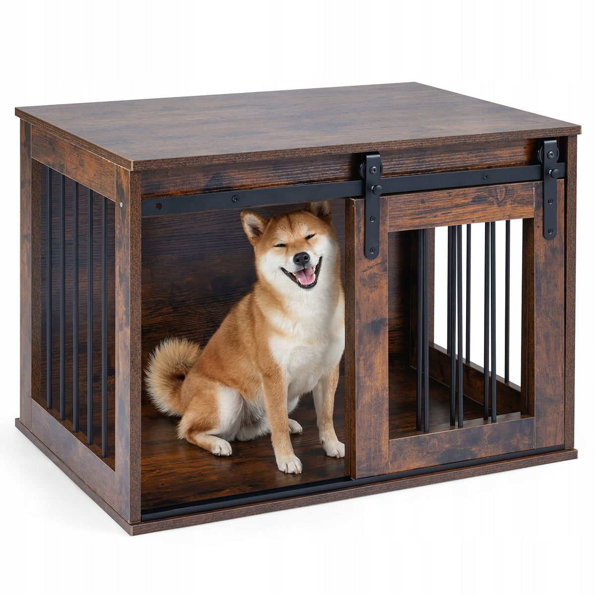 2-in-1 Cabinet with Dog Cage Lockable Dog Playpen