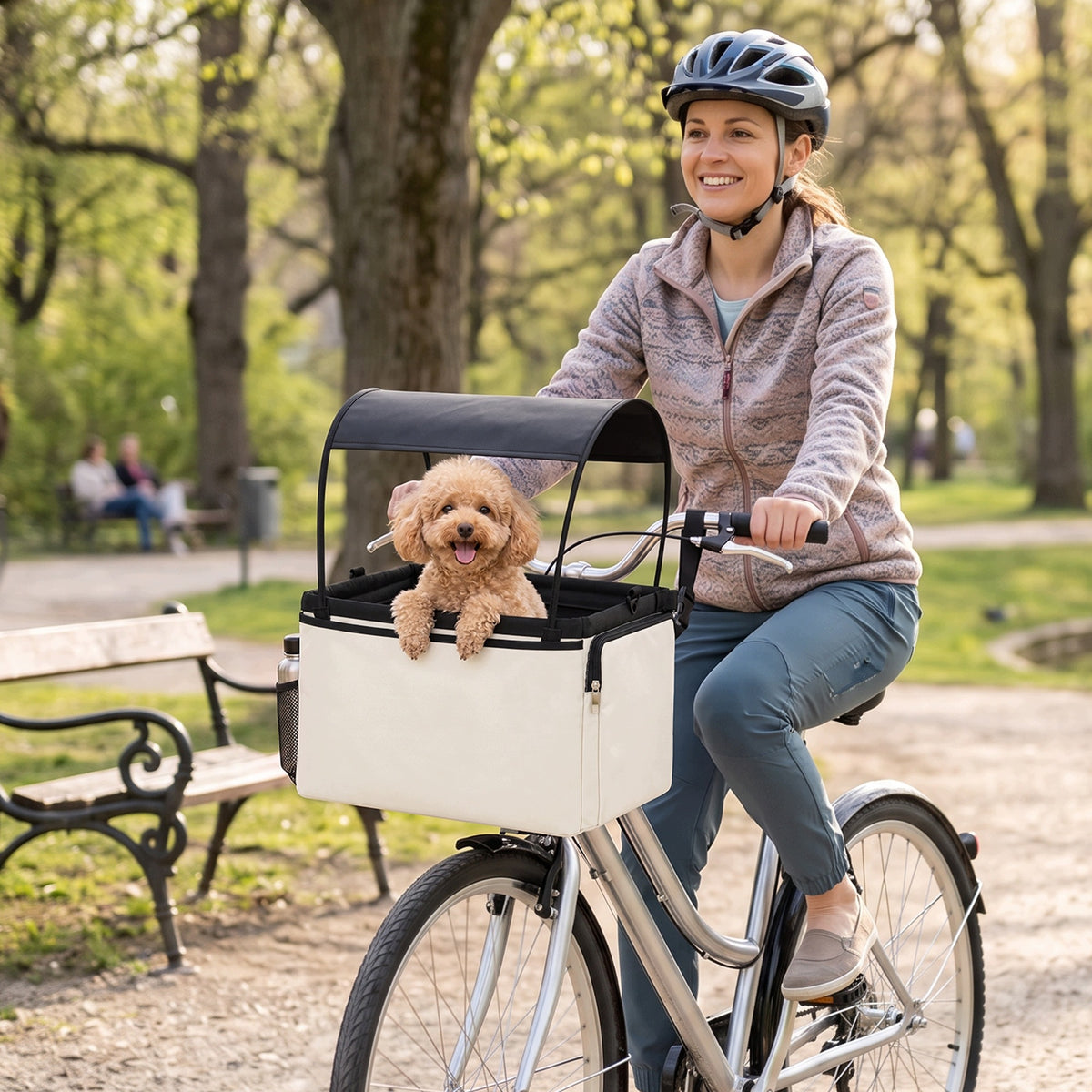 2-in-1 Dog Bike Basket with Canopy 43 x 30,5 x 25,5 cm Creamy White Packaging status original