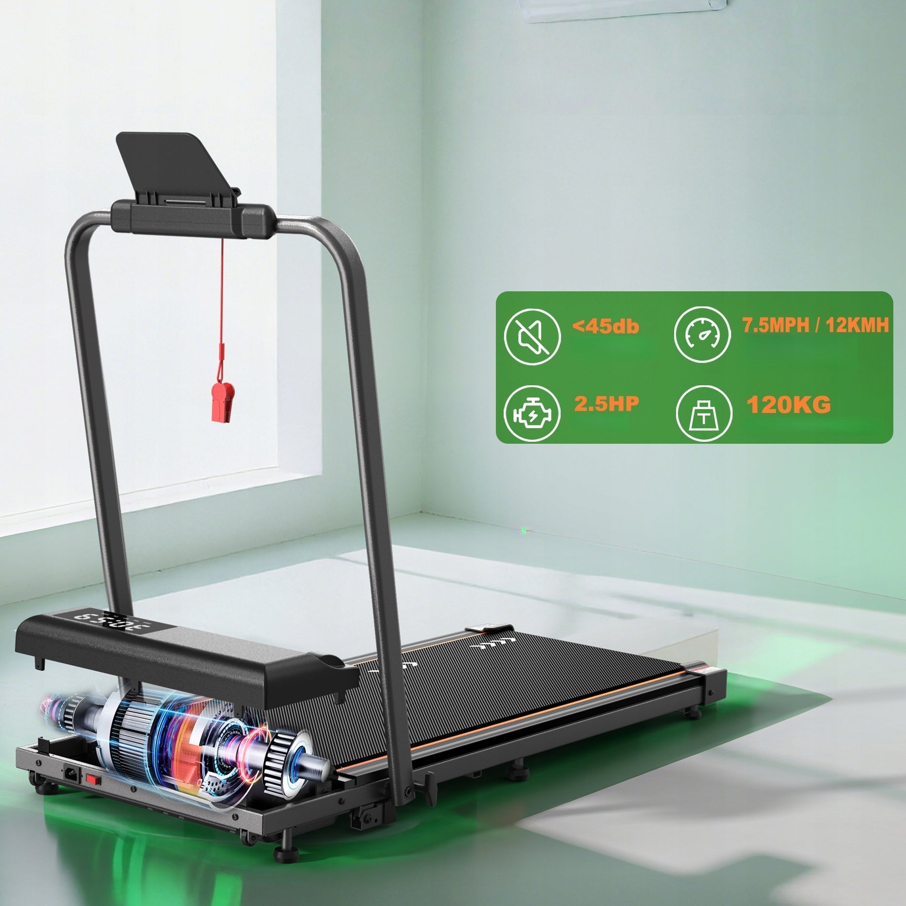 2-in-1 Foldable Treadmill w/ 7% Incline 2.5HP Quiet Under Desk Walking Pad Manufacturer code 6976909983017