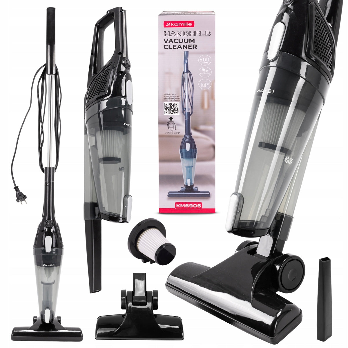 2-in-1 HANDHELD VACUUM CLEANER VERTICAL LIGHTWEIGHT POWERFUL ACCESSORIES HEPA filter KAMILLE