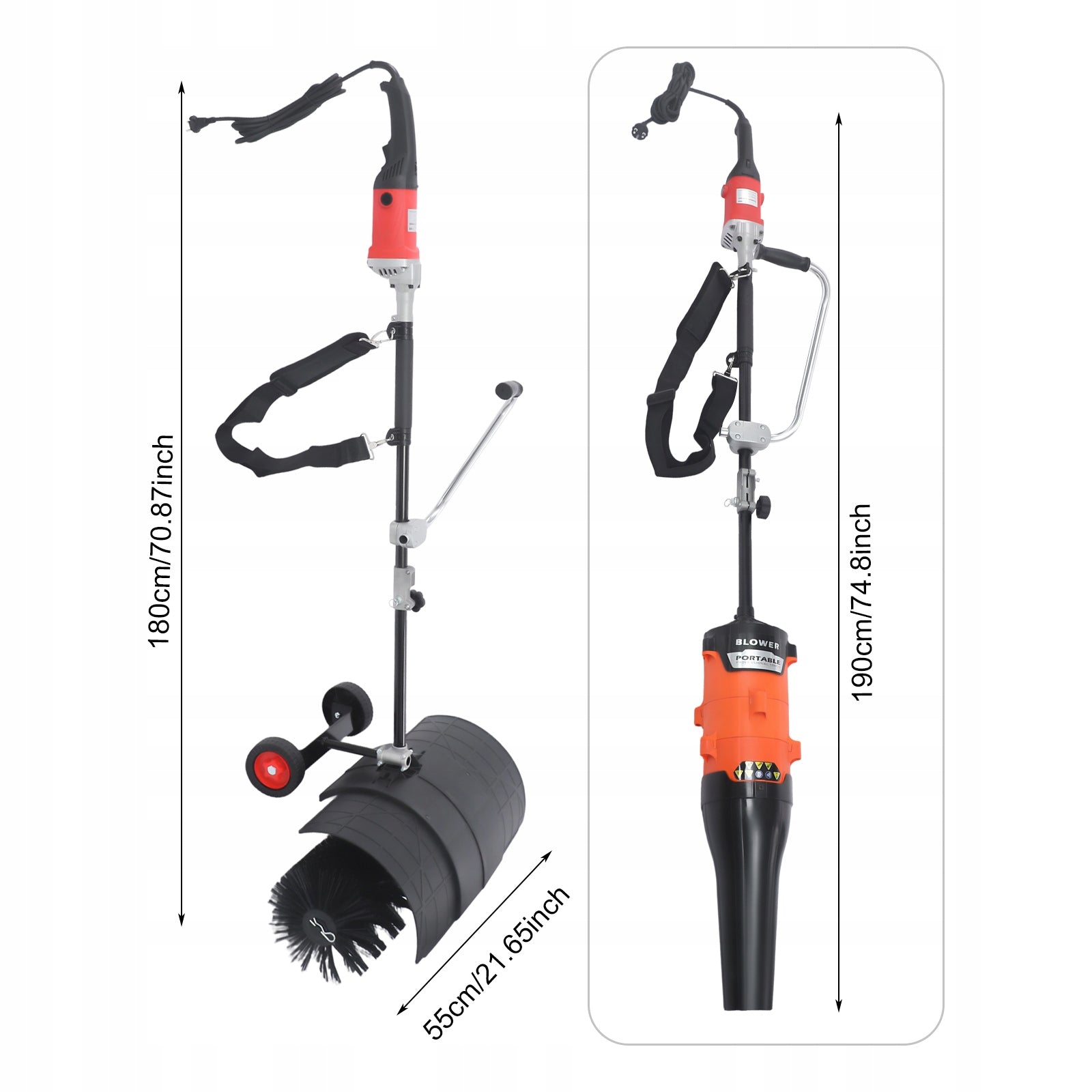 2-in-1 Handheld Electric Powered Broom Sweeper and Blower 1600W Packaging status original
