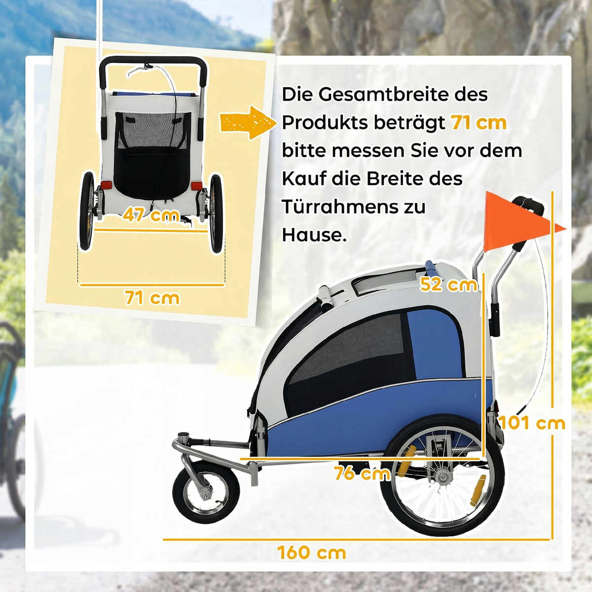 2 in 1 – bicycle trailer and stroller for small and medium-sized dogs up to 20 kg Brand PawHut