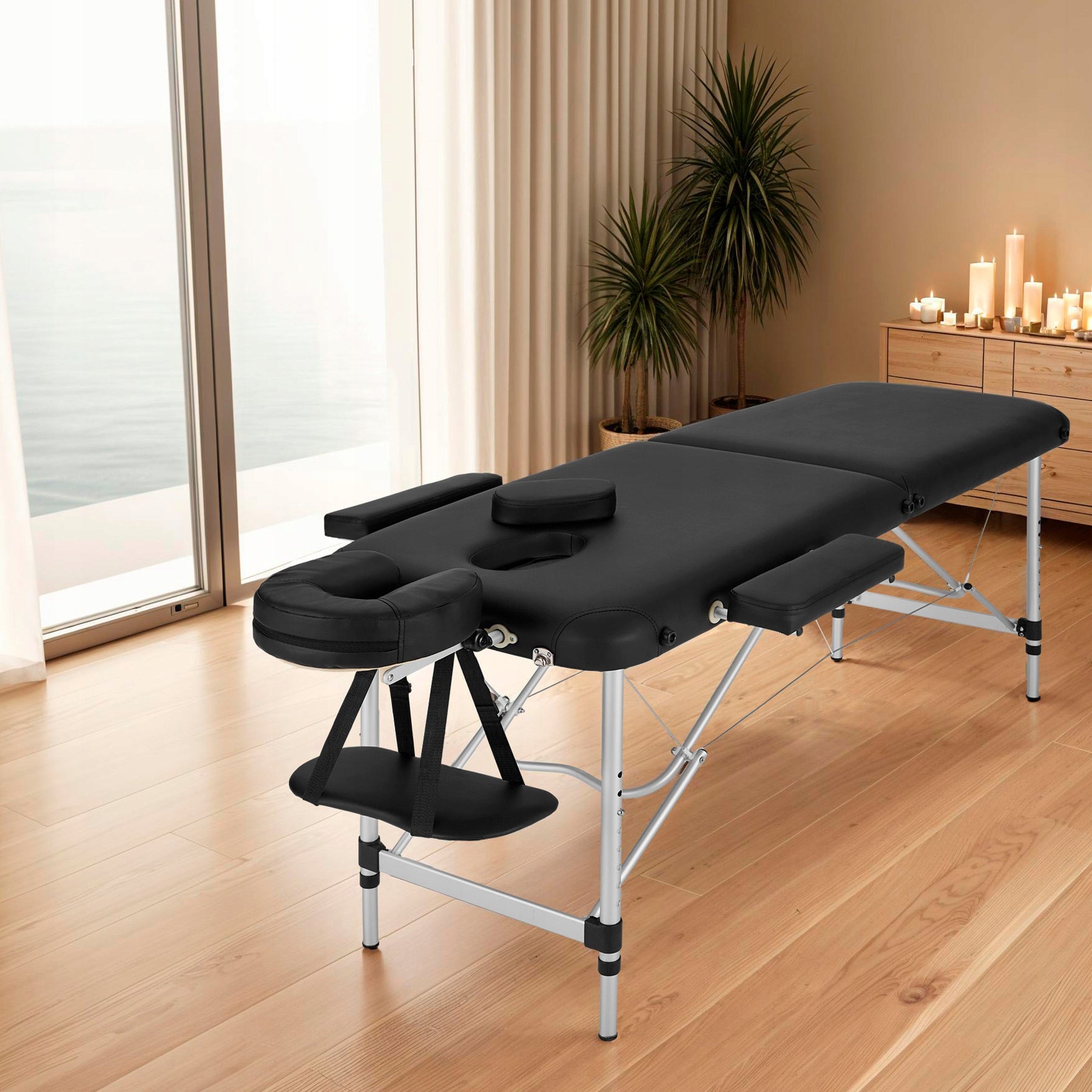 2-zone massage table with upholstery and aluminum frame Brand TecTake