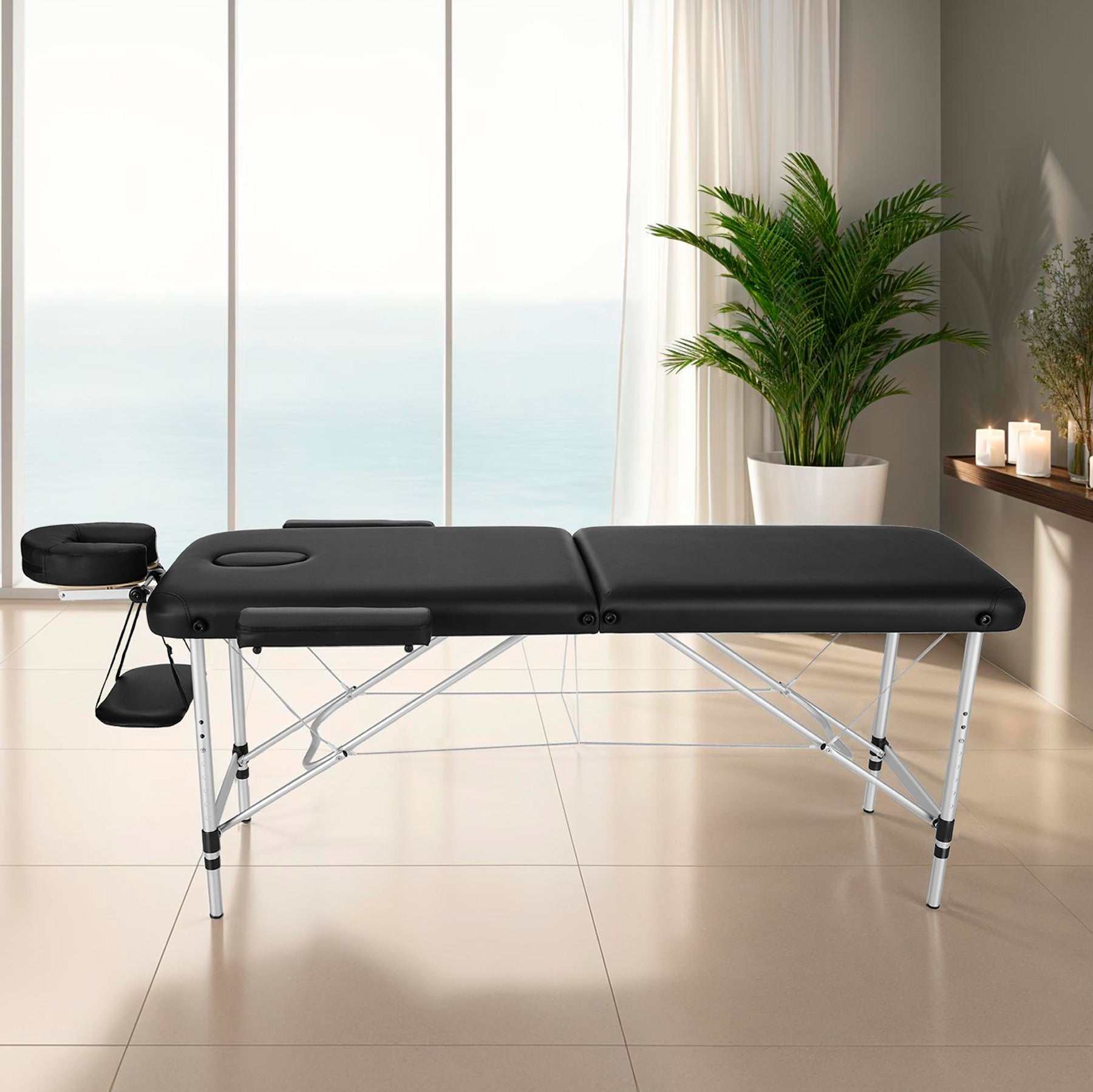 2-zone massage table with upholstery and aluminum frame Medical device no