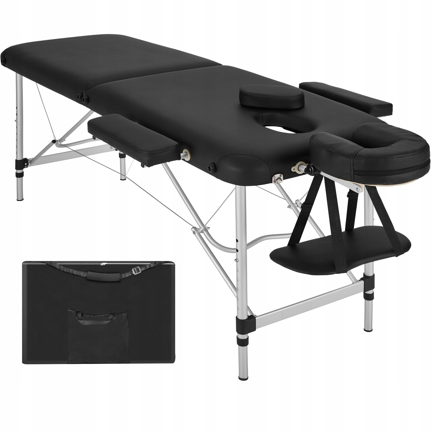 2-zone massage table with upholstery and aluminum frame