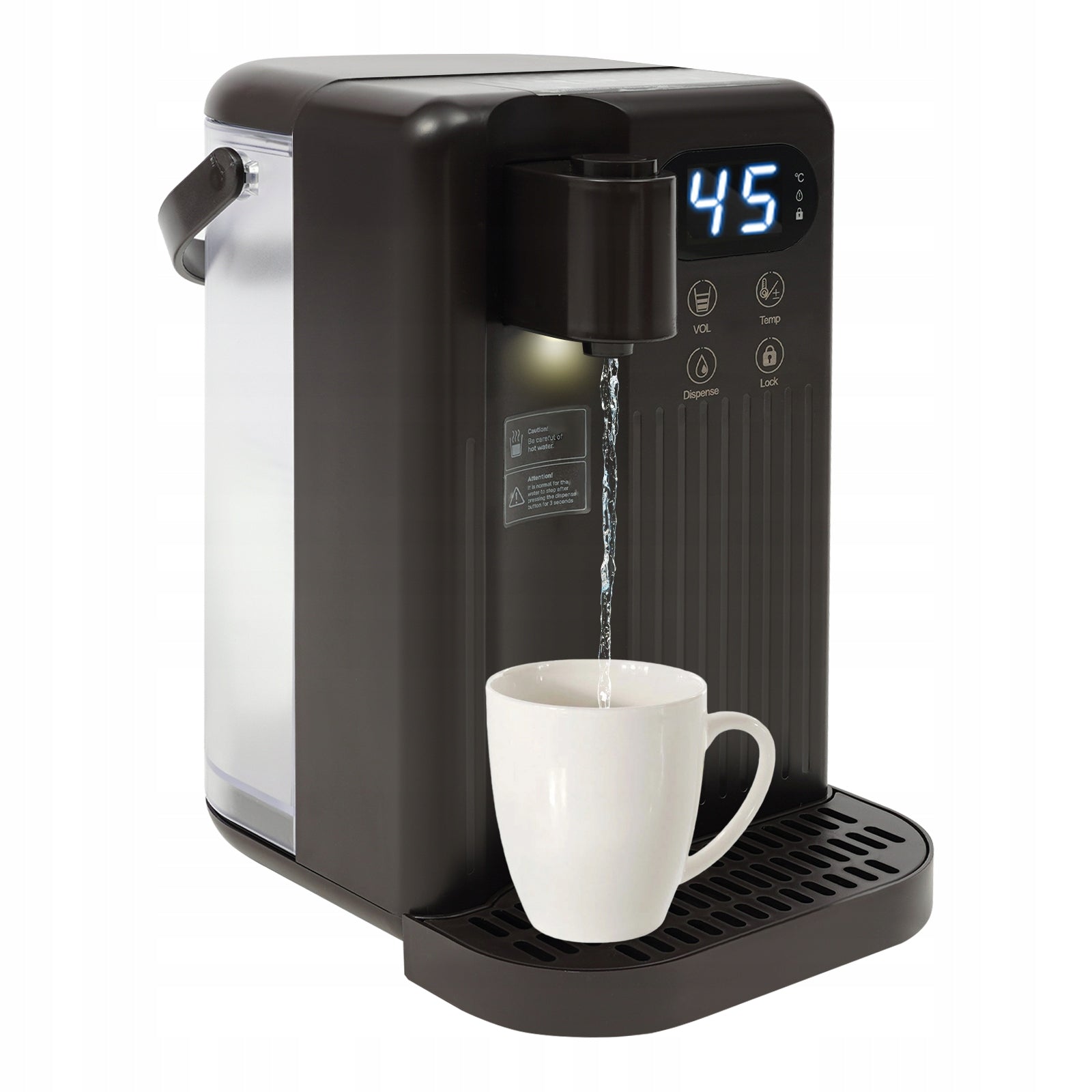 2000W 3L Black Electric Water Dispenser with Filter Cartridge