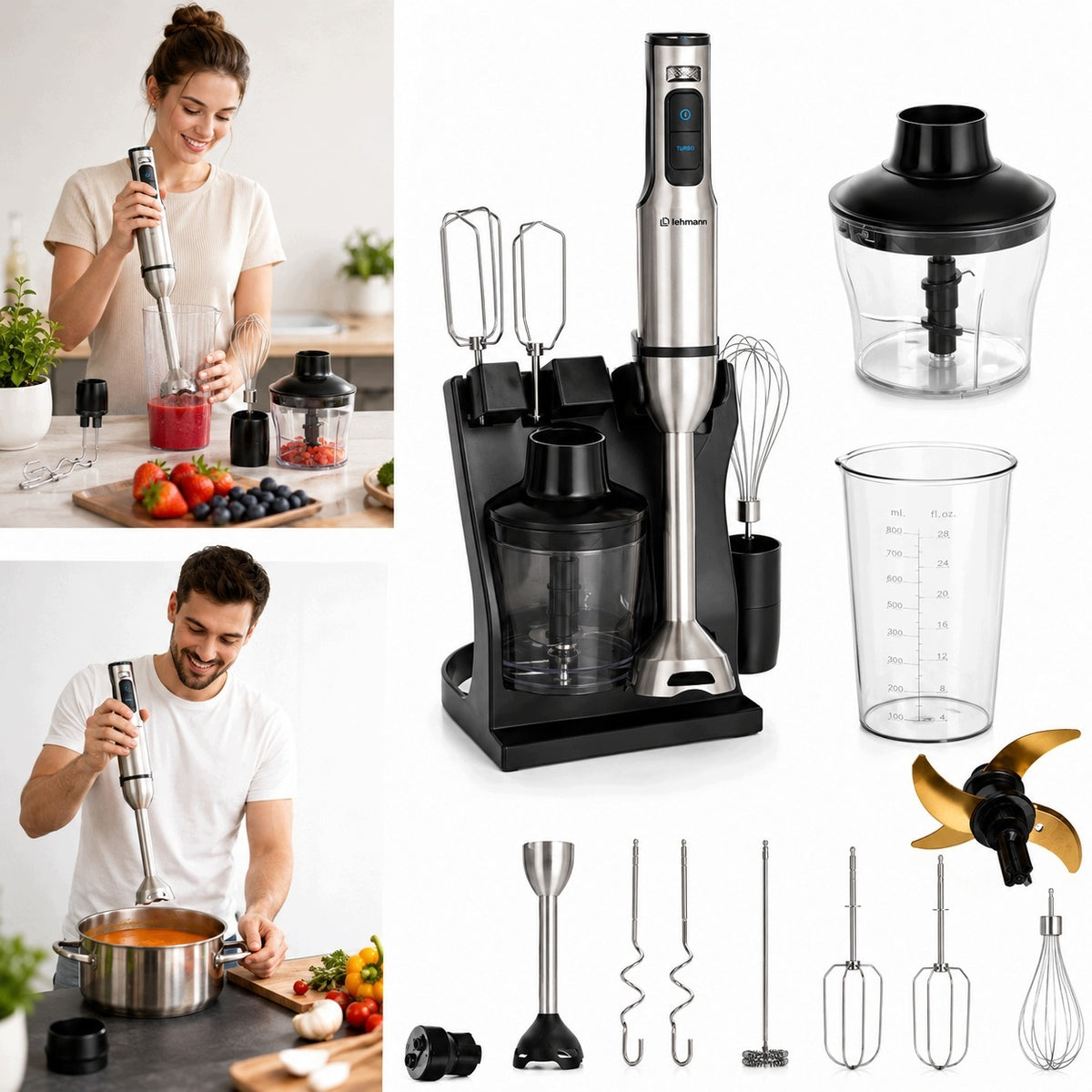 2000W MULTIFUNCTION HAND BLENDER WITH DISPLAY INCISOR STAND SOLID