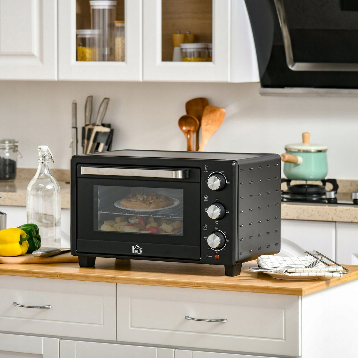 2026 Mini oven 21L 1400W 3 baking modes black and silver Dominant color black