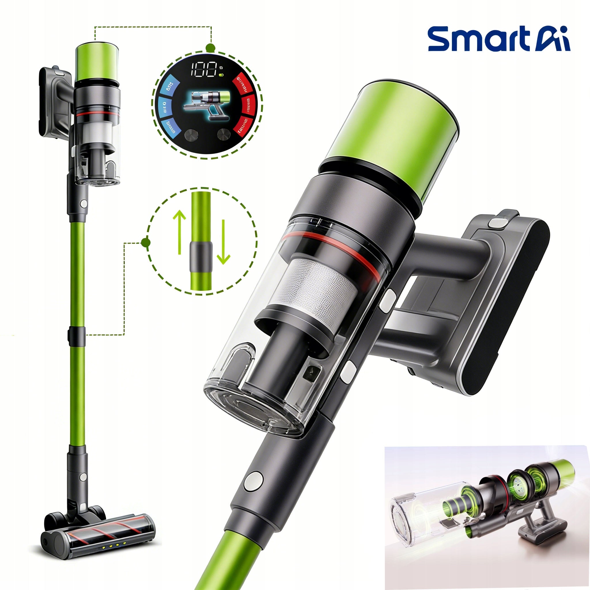 2026 SmartAi V6 650W 24Ah 65KPa 80min EU Upright Vacuum Cleaner Packaging status original