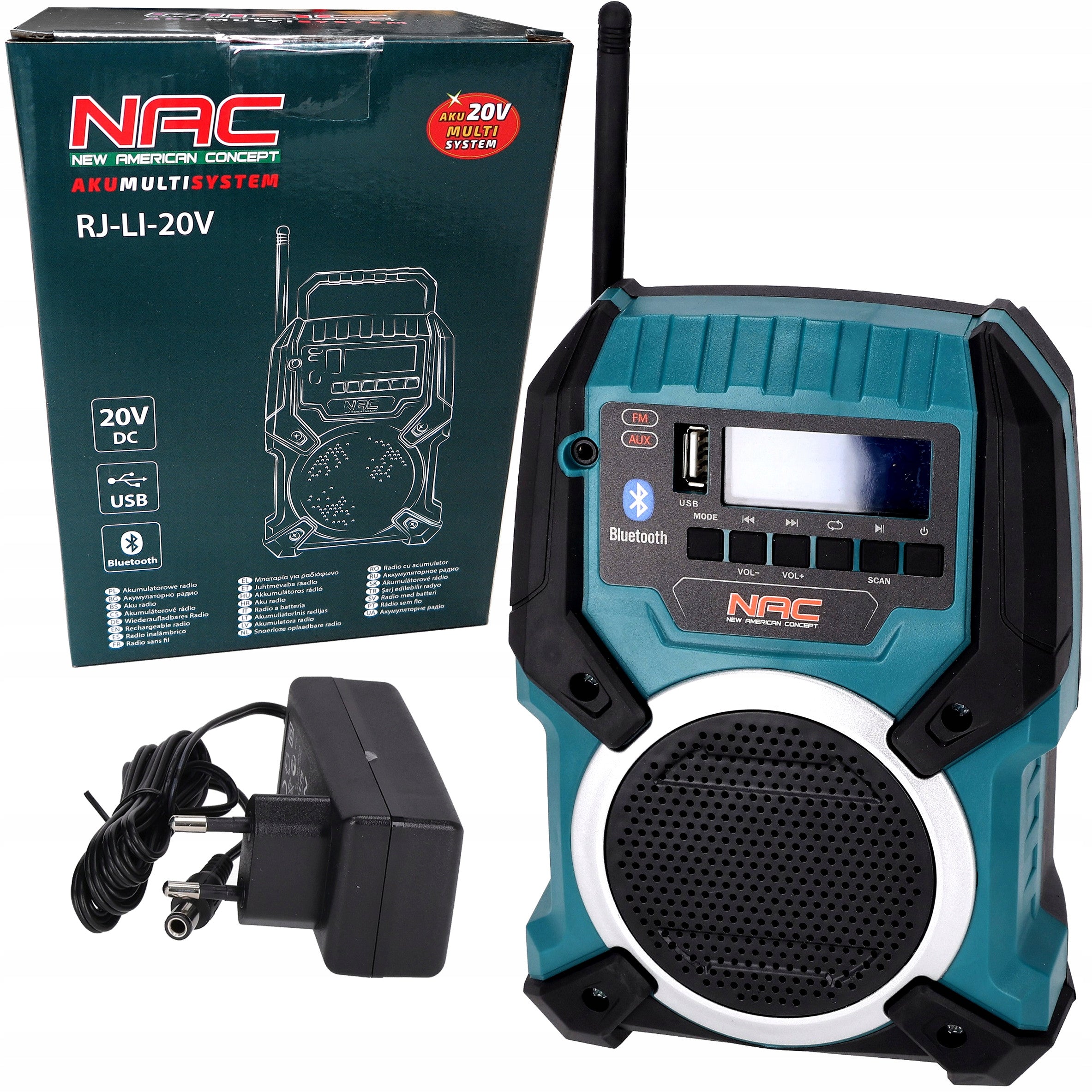 20V / 240V Rechargeable Radio NAC RJ-LI-20V Bluetooth USB Body