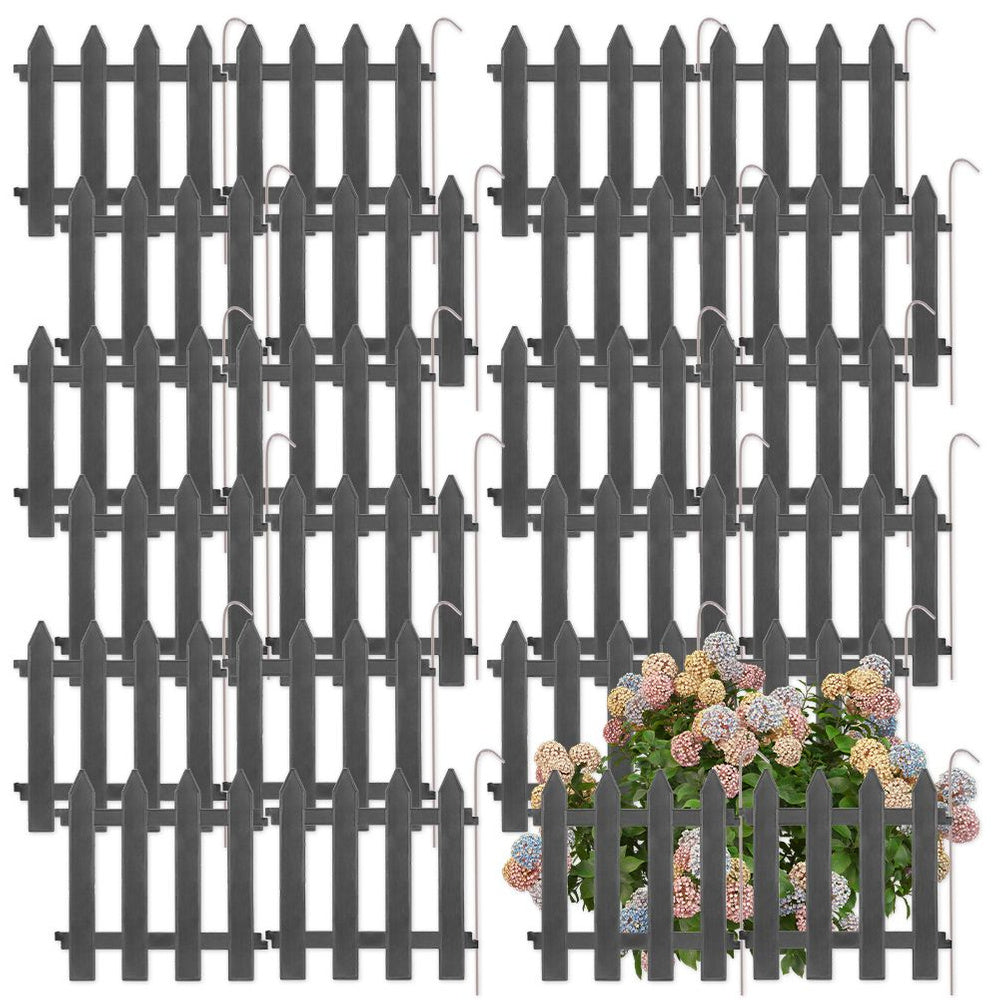 20x GARDEN Fence plastic grey border palisade edging lawn 6 m