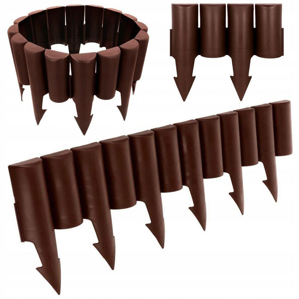 20x GARDEN Palisade plastic brown border edging fence lawn 5 m