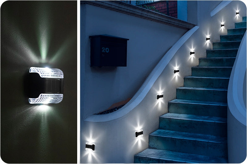 20x WATERPROOF DECORATIVE SOLAR LIGHTS FOR STAIRS FENCE TWILIGHT SENSOR Total height 6.5 cm