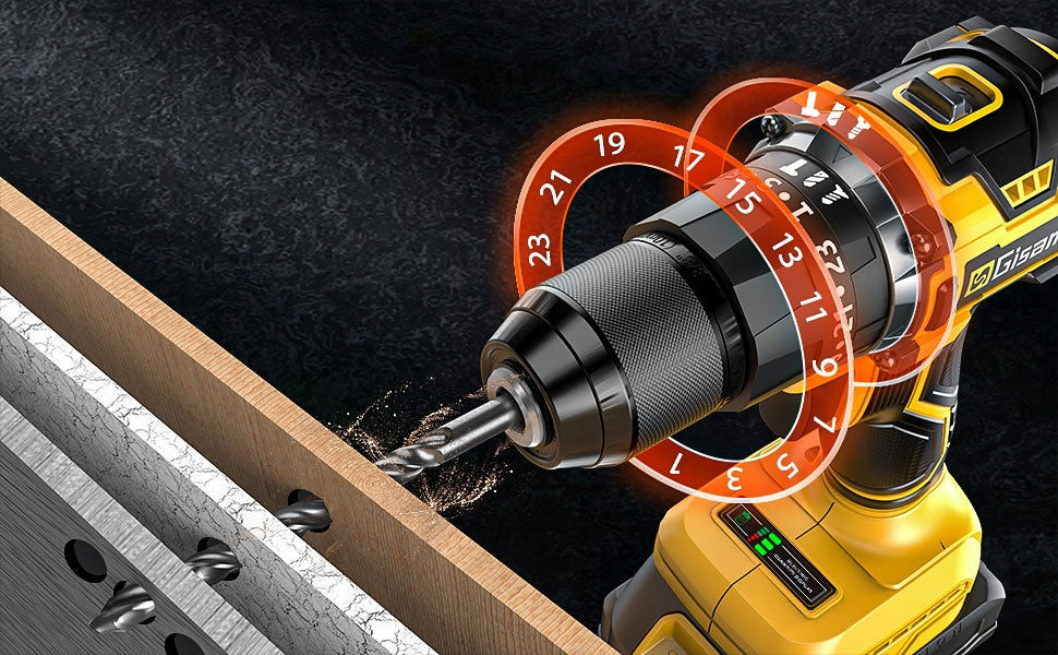21V Brushless Impact Drill/Screwdriver Kit - 2 Batts + Drill Bits Case Brand Gisam