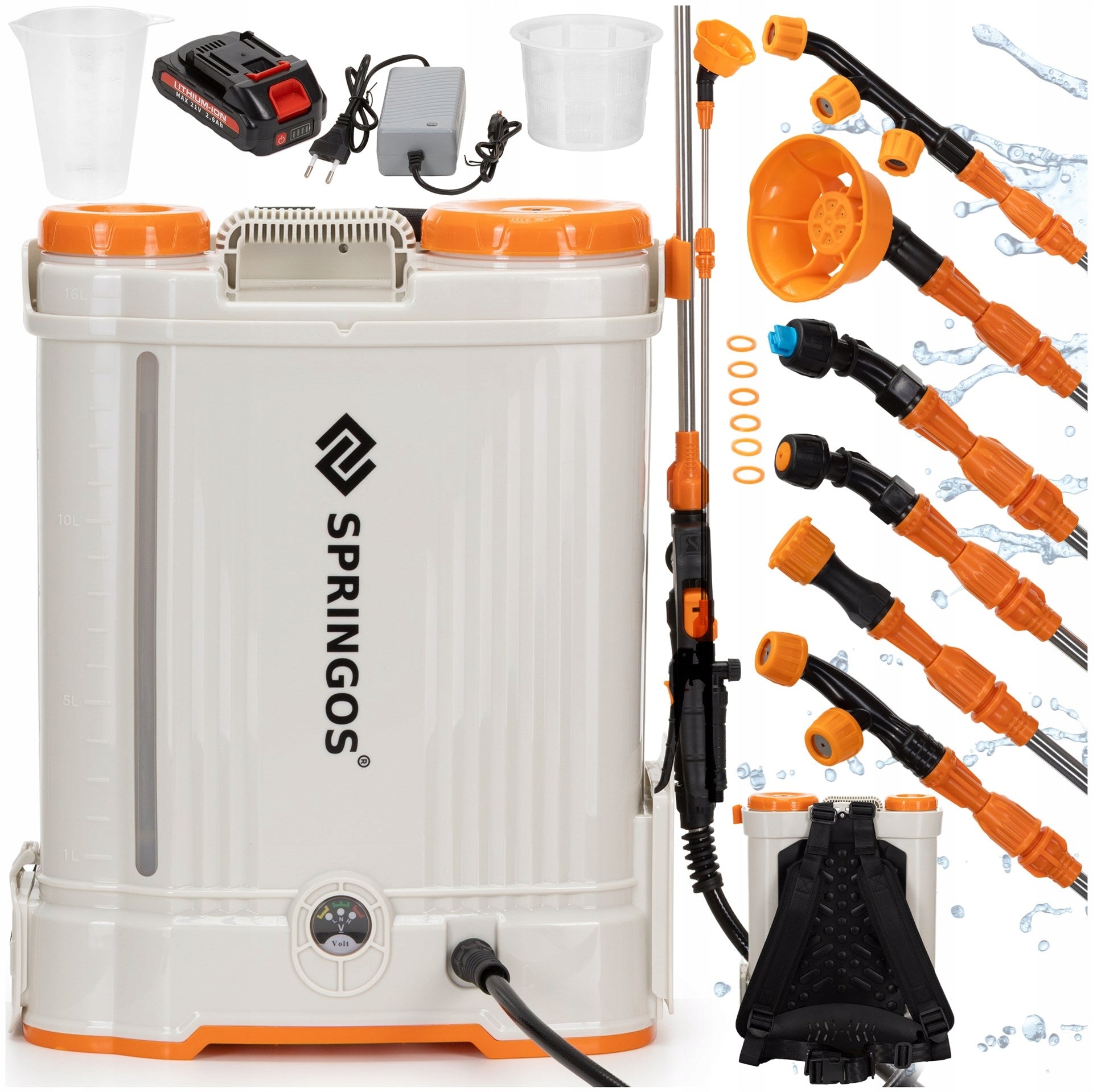21V CORDLESS ELECTRIC BACKPACK SPRAYER 16L GARDEN 6 NOZZLES