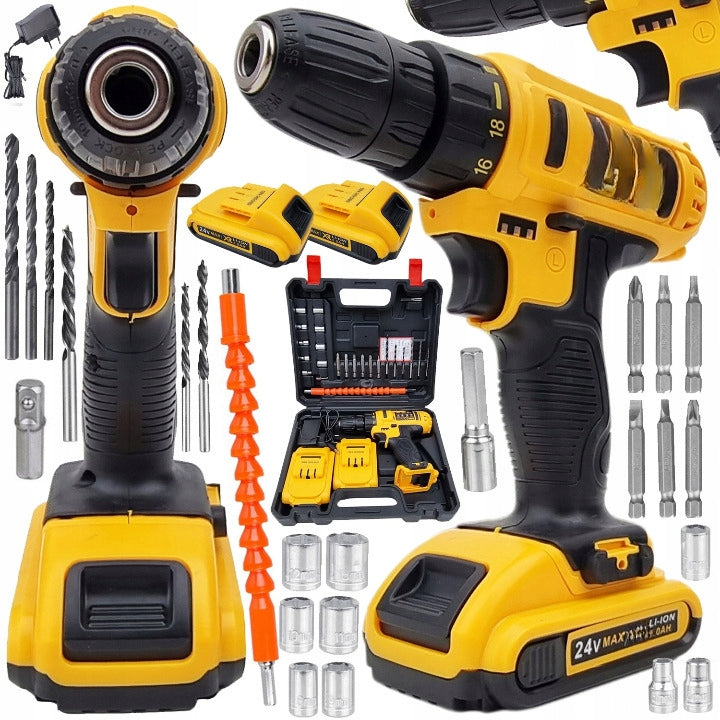 21V DRILL CORDLESS CASE CAP BITS LED CASE 2AKU