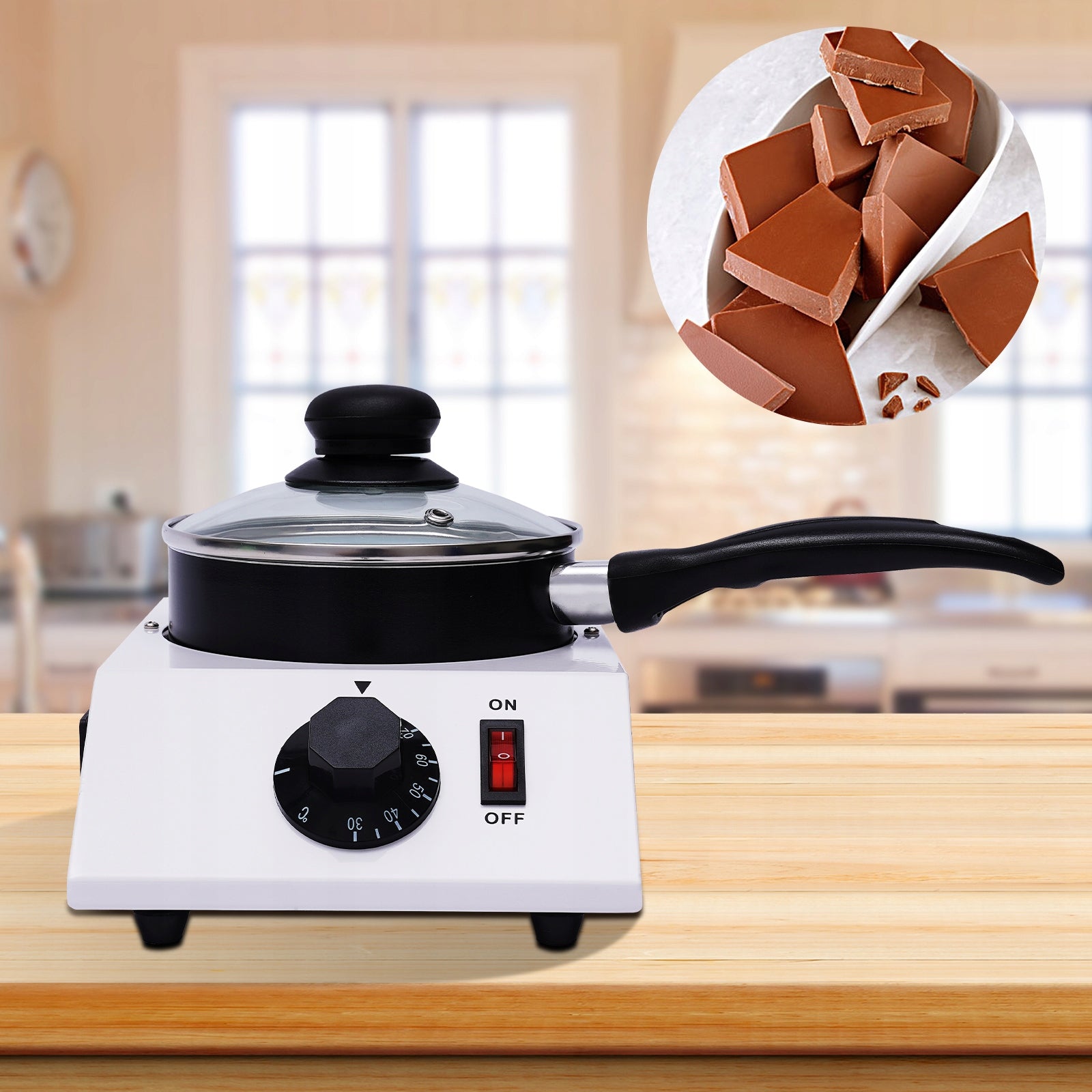 220-230V 40W Electric Chocolate Melting Chocolate Melter Pot 14cm Packaging status original