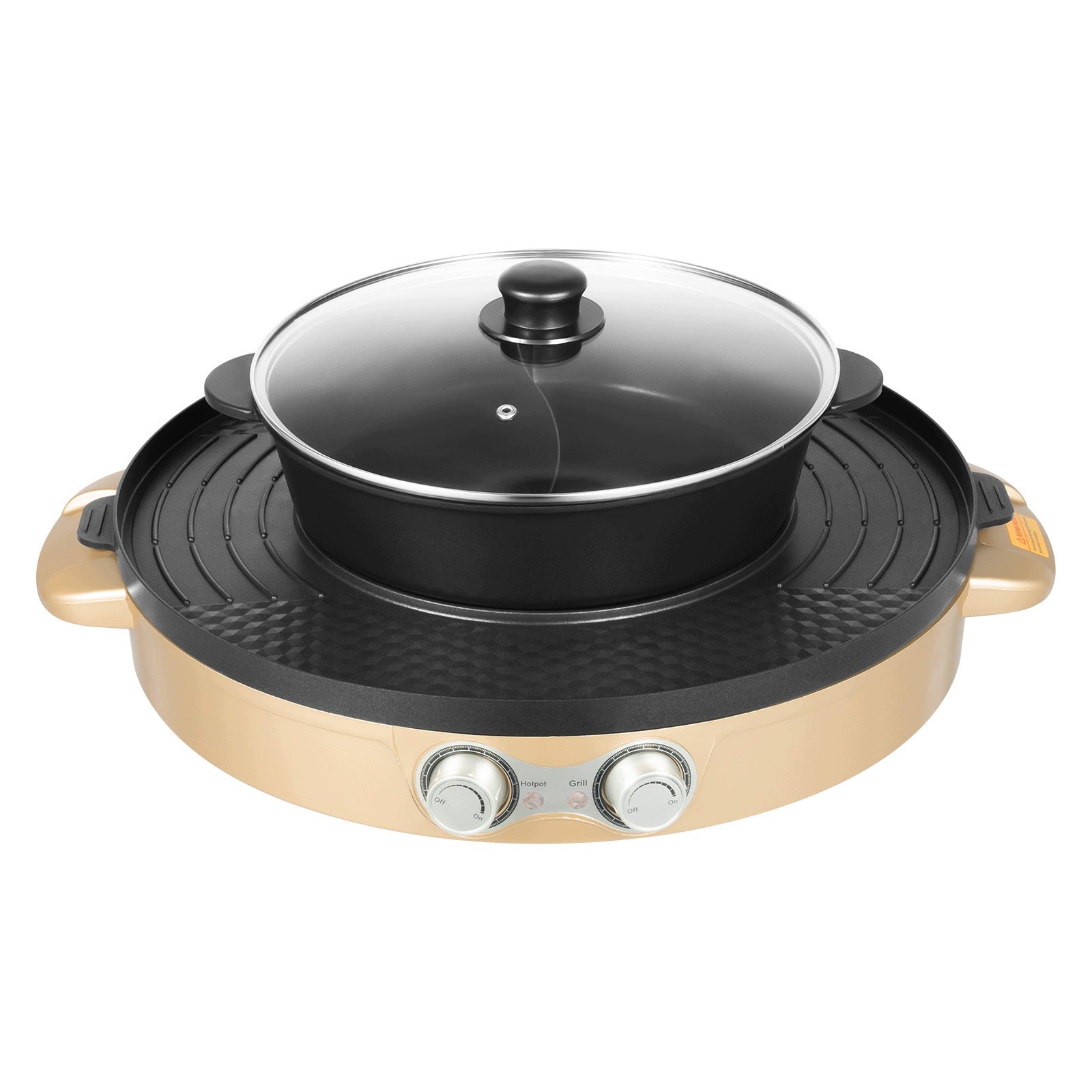 2200W ELECTRIC HOT POT GRILL 44CM, DUAL COMPARTMENT BBQ STOVE GOLD 220V Manufacturer code rdytf45