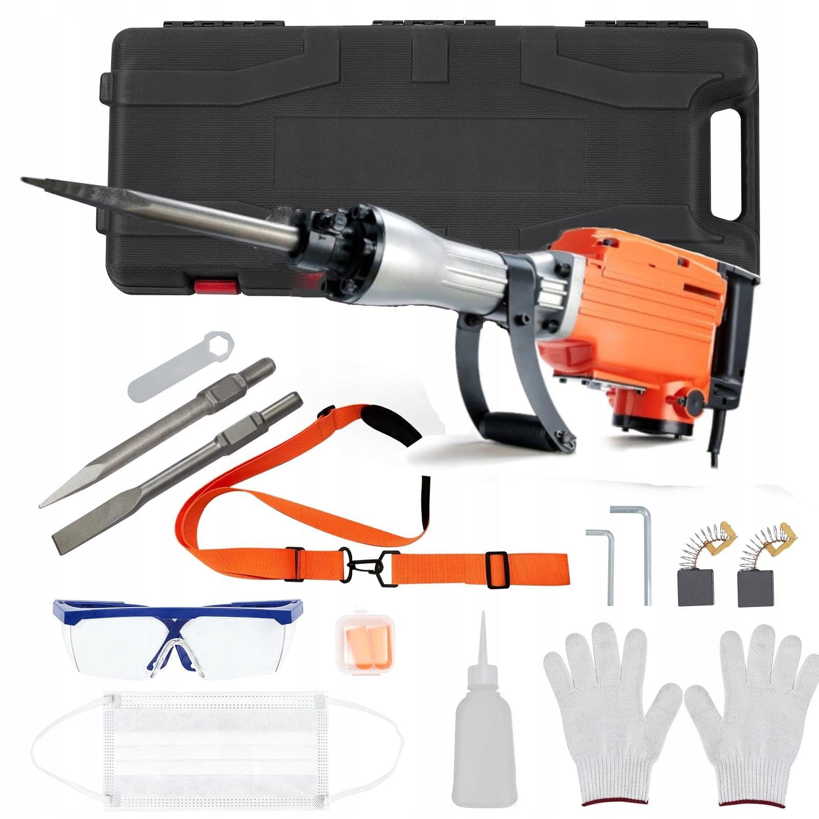 2200W Electric Demolition Hammer, 1700 BPM Heavy Duty Jack Hammer,4 Chisels