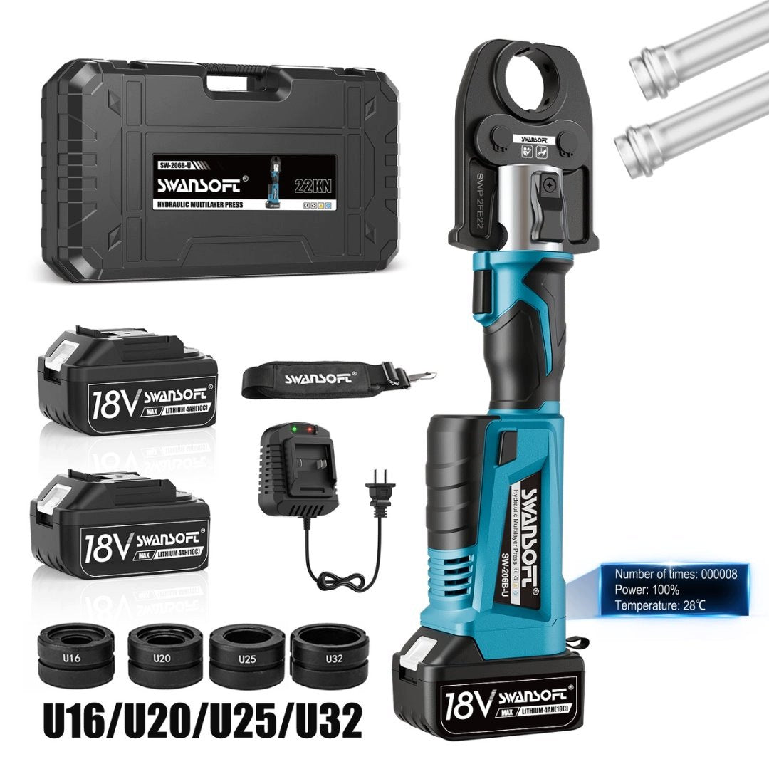 22kN Cordless Press Tool U16/U20/U25/U32 Dies for PEX-AL-PEX Pipes