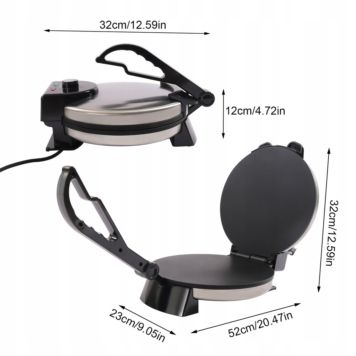 23*52*32cm Electric Roti Making Machine Non-stick Packaging status original