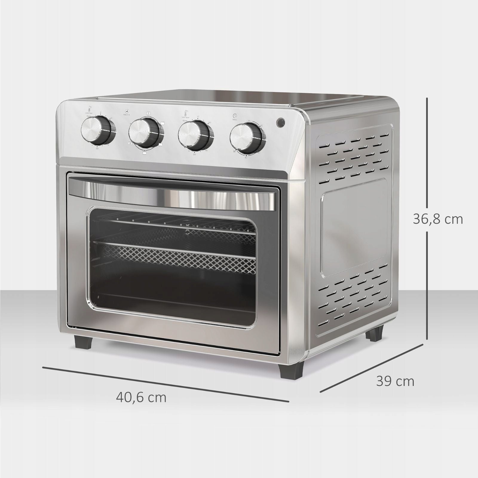 24L Mini Oven with Thermocouple and Air Fryer, Silver Brand no brand