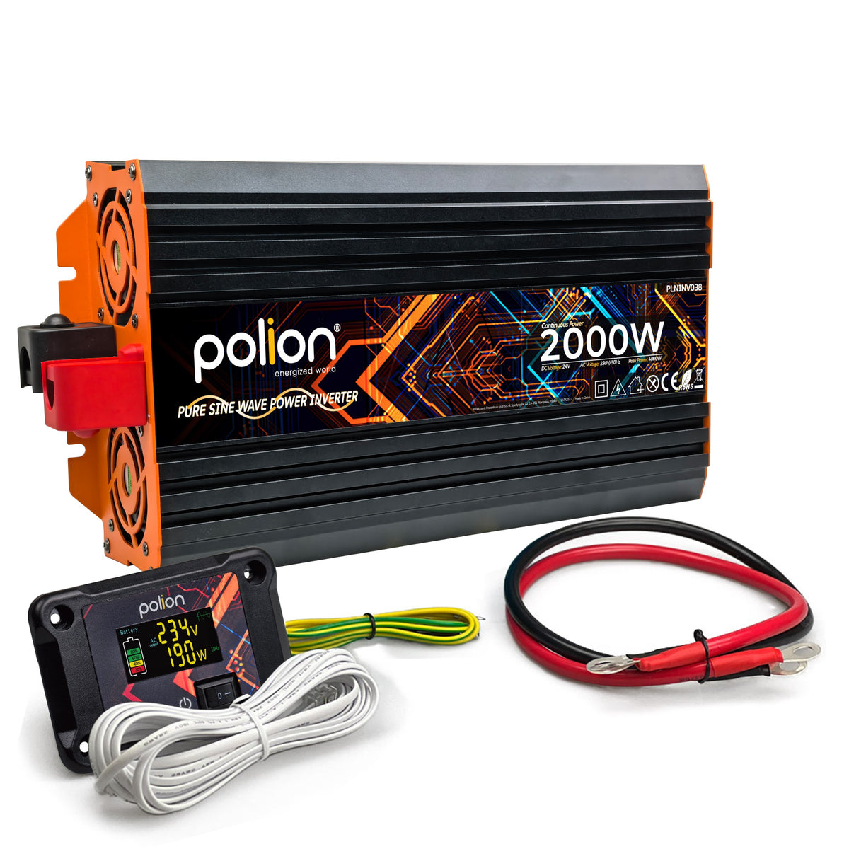 24V/230V car inverter Polion 2000W pure sine