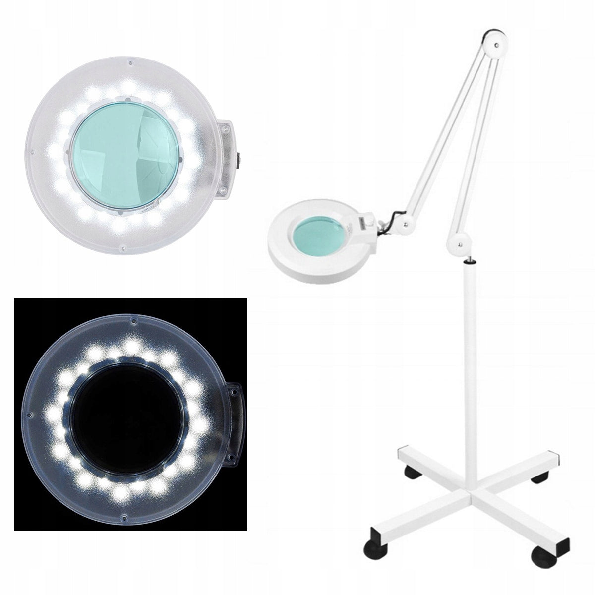 24W LED Cosmetic Lamp on Tripod WHITE Floor MAGNIFIER