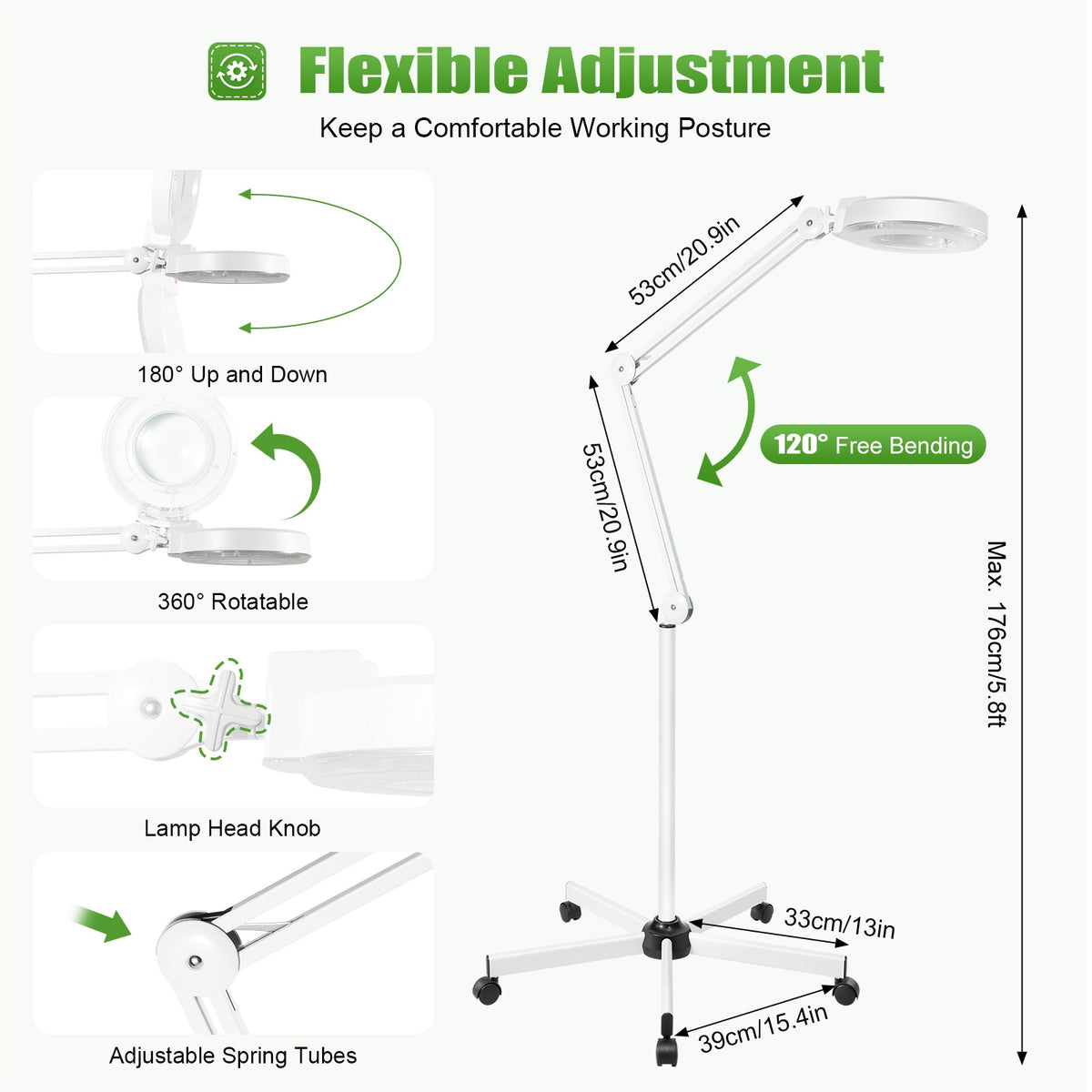 24w LED Lamp Eight-Times Magnifying Glass Five-Legged Floor Lamp Manufacturer code JZUCQ3G6EUML8