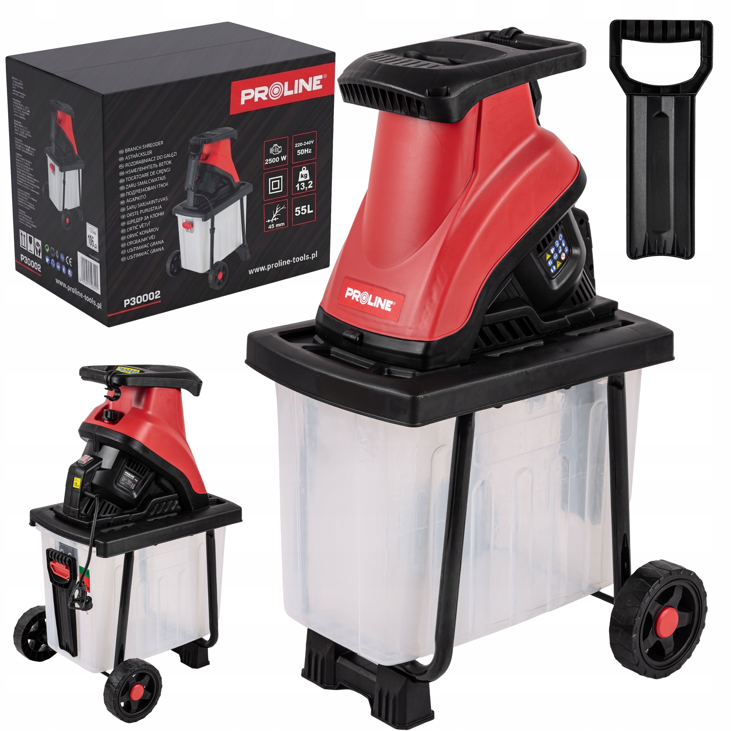 2500W BRANCH SHREDDER, 4500RPM, 45MM CUTTING CAPACITY, BOX, PROLINE