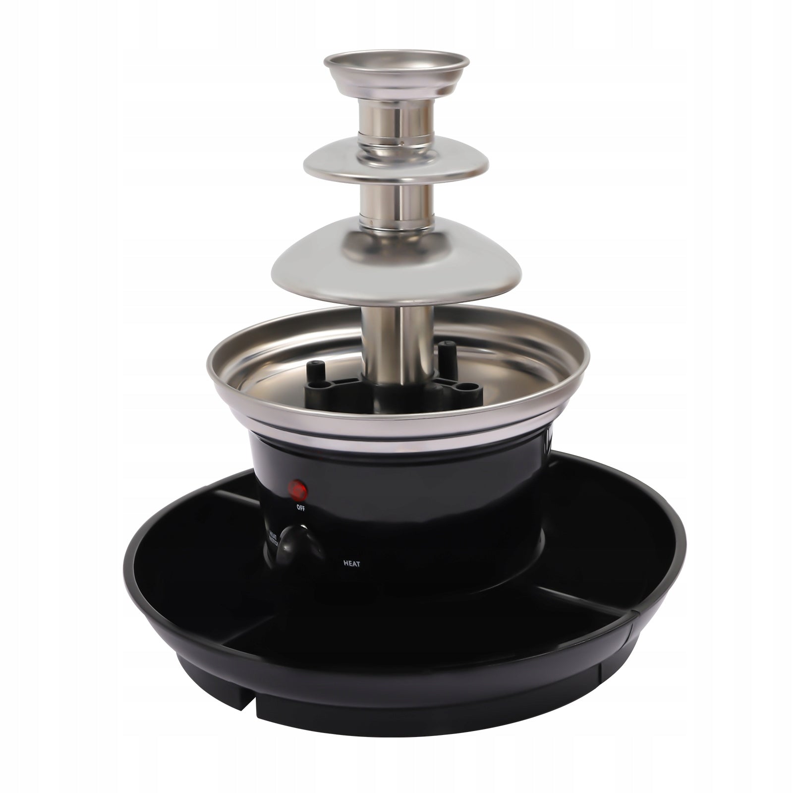25W CHOCOLATE FONDUE FOUNTAIN,3-TIER PARTY FOUNTAIN WITH FRUIT PLATE-BLACK Packaging status original