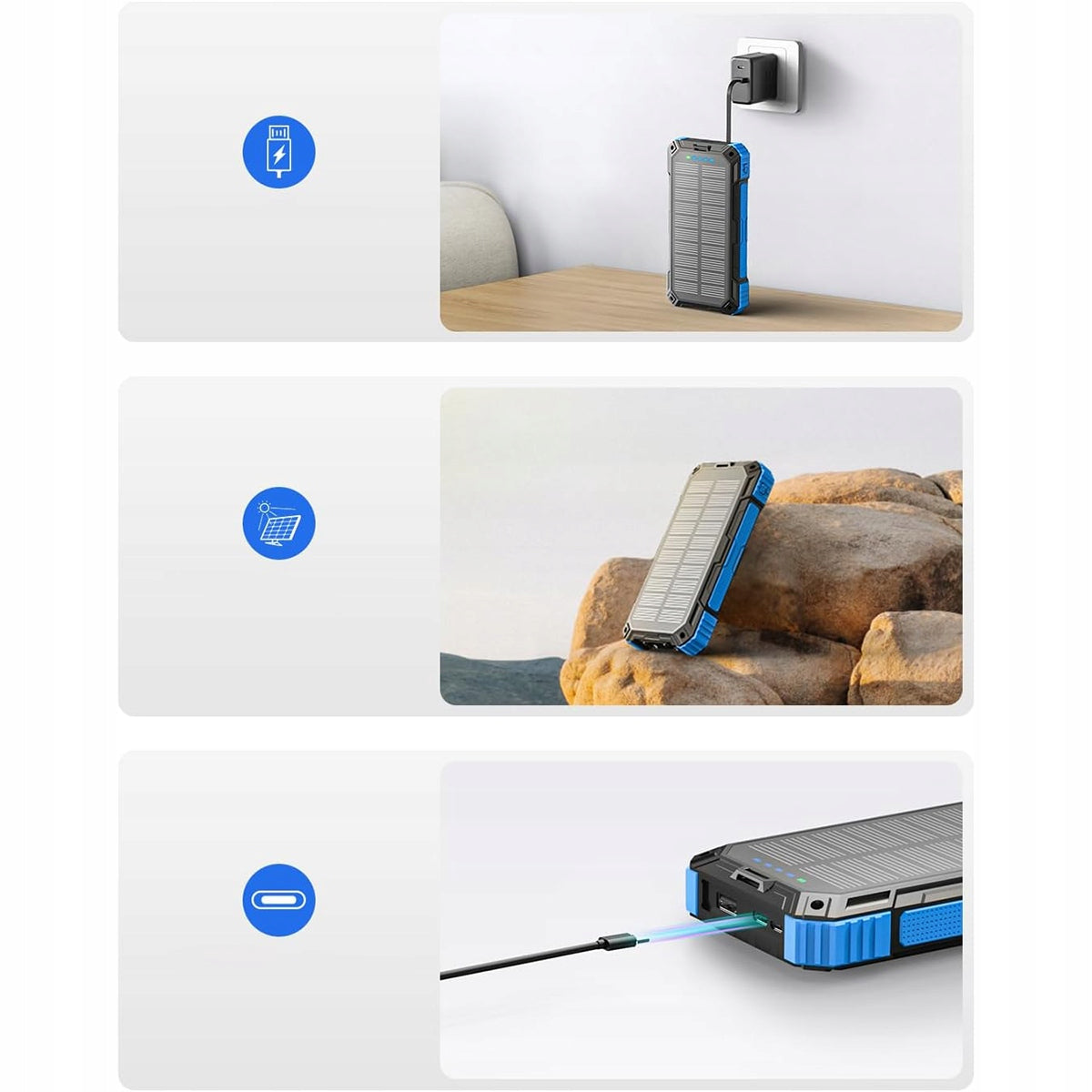 26800mAh POWERBANK CHARGER SOLAR CHARGER INDUCTION LED FLASHLIGHT 6x USB Battery type lithium-ion
