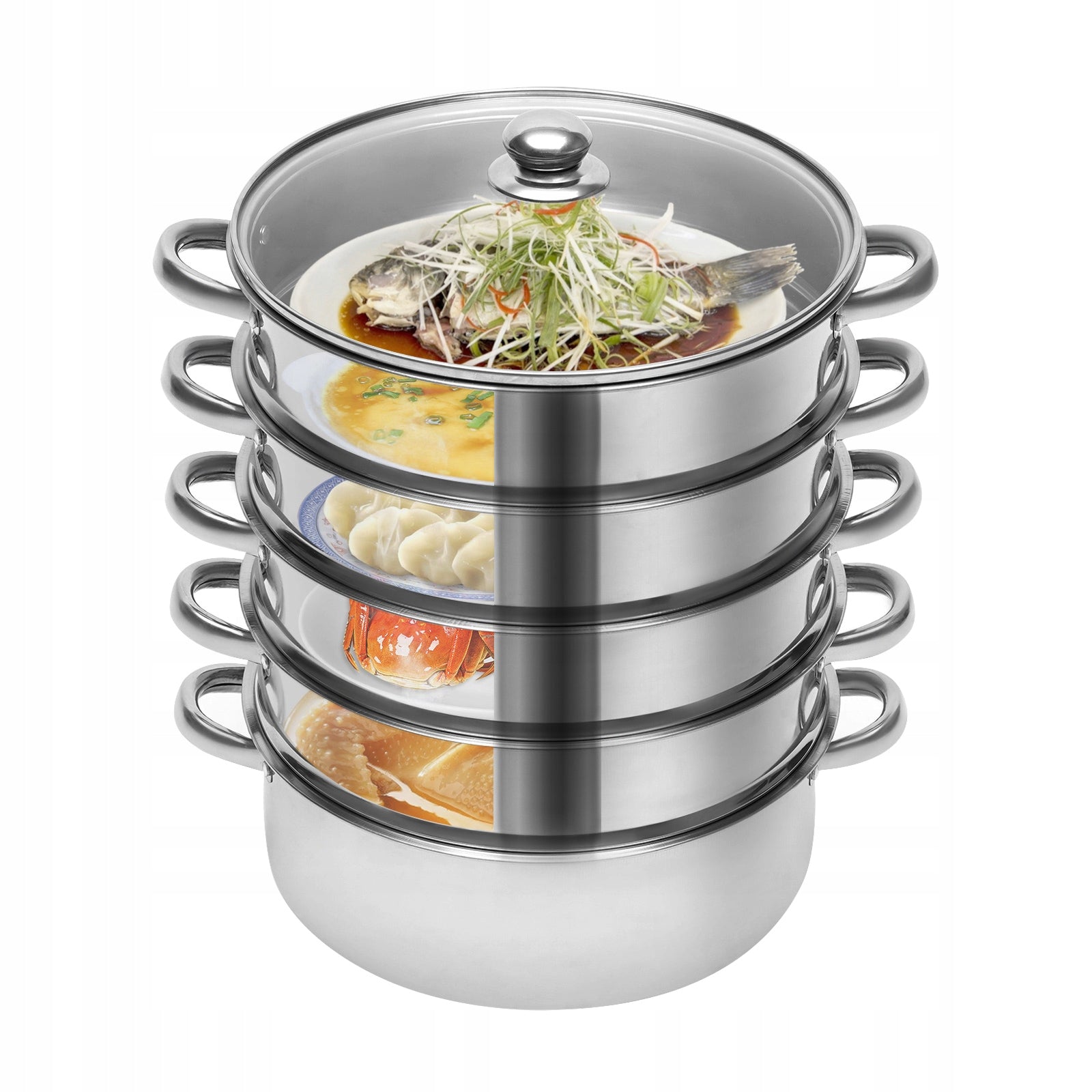26CM STAINLESS STEEL STEAMER, 5 LEVELS, INDUCTION, FAST COOKING