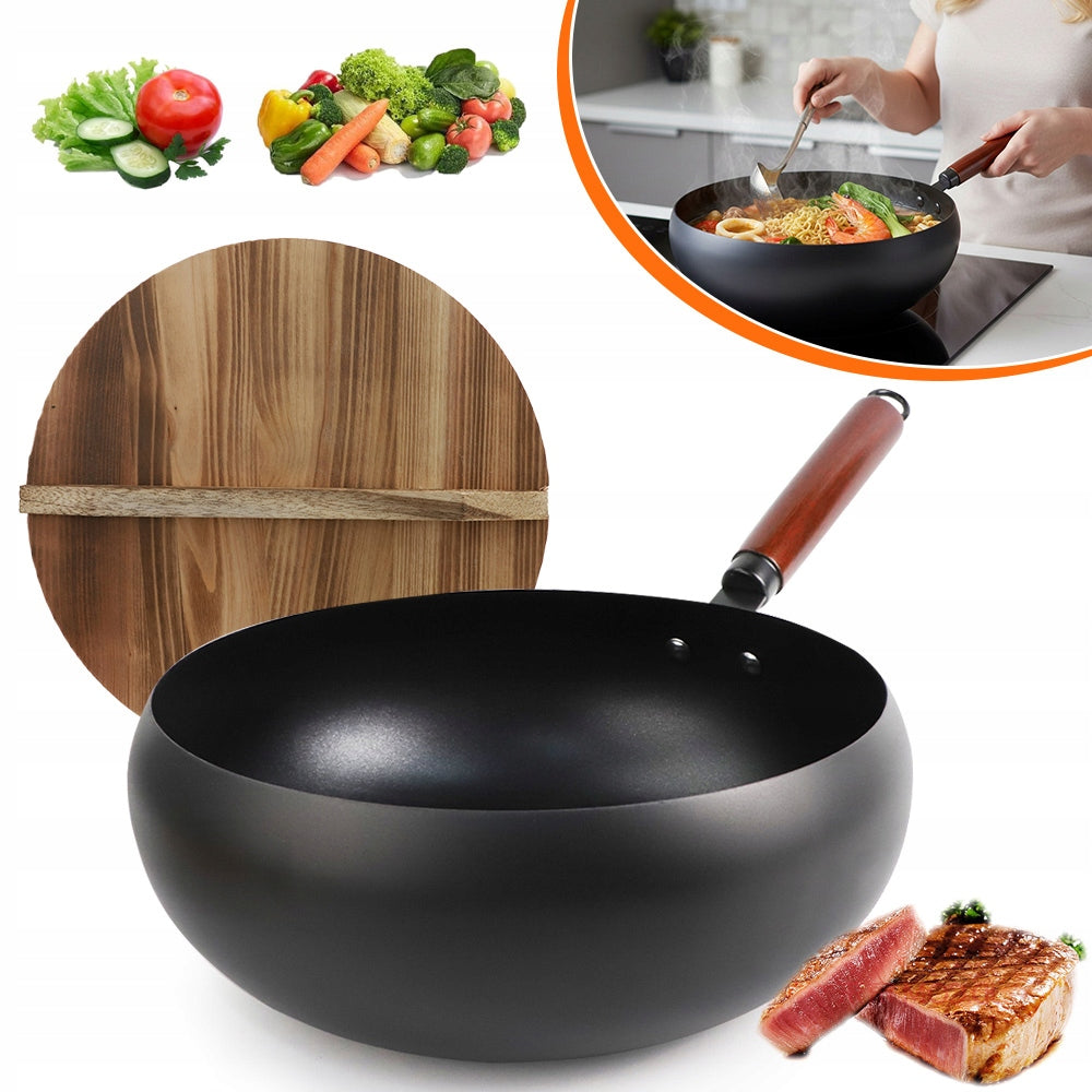 28CM BLACK UNIVERSAL IRON PAN FOR ALL DISHES AND COOKERS